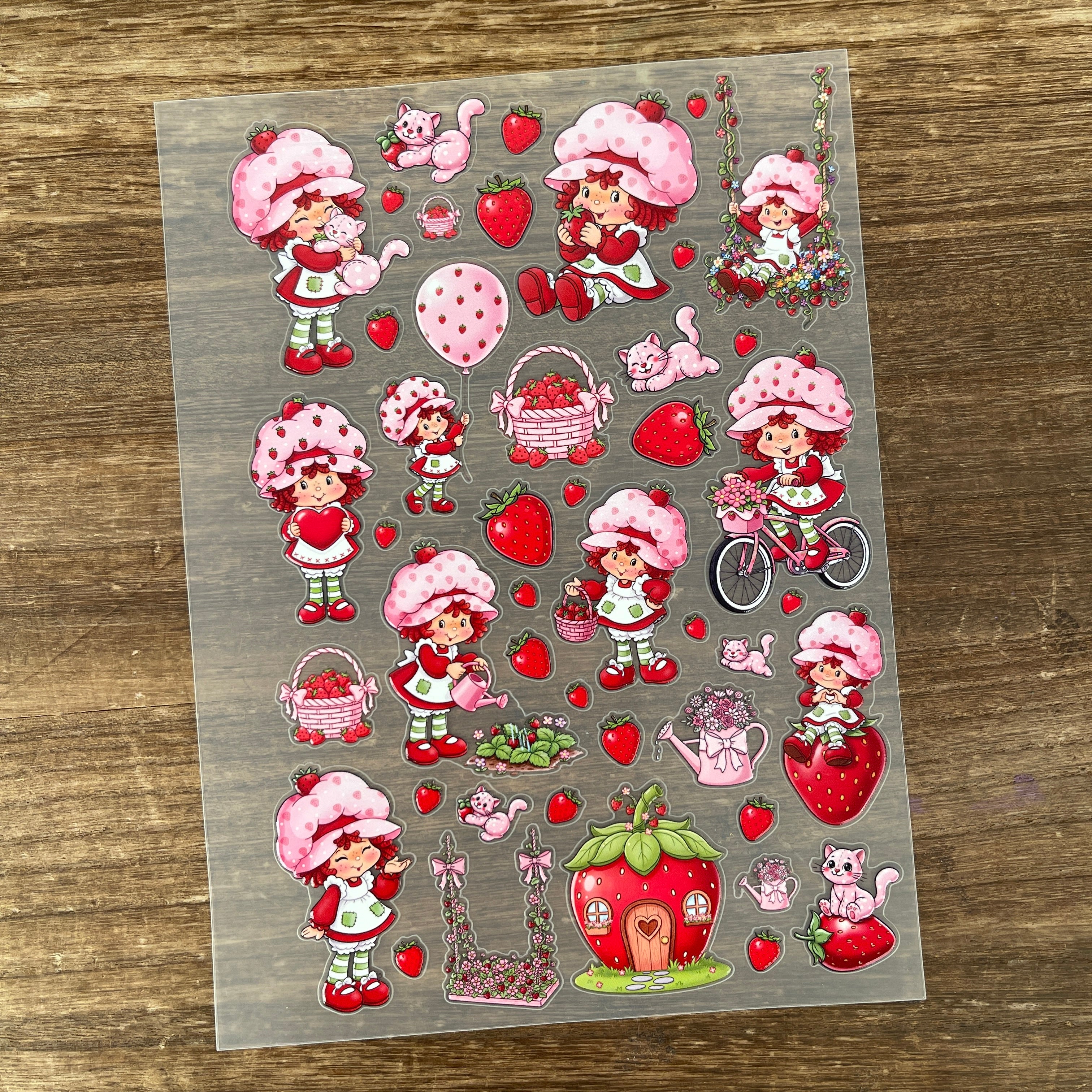 3D Strawberry Shortcake PET Sticker 1 Pcs