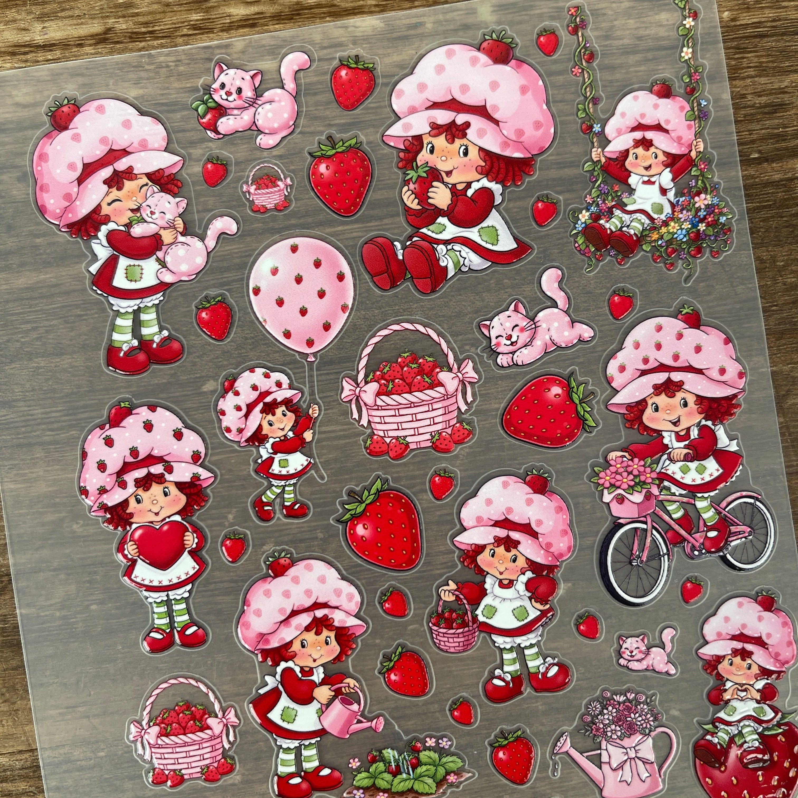3D Strawberry Shortcake PET Sticker 1 Pcs