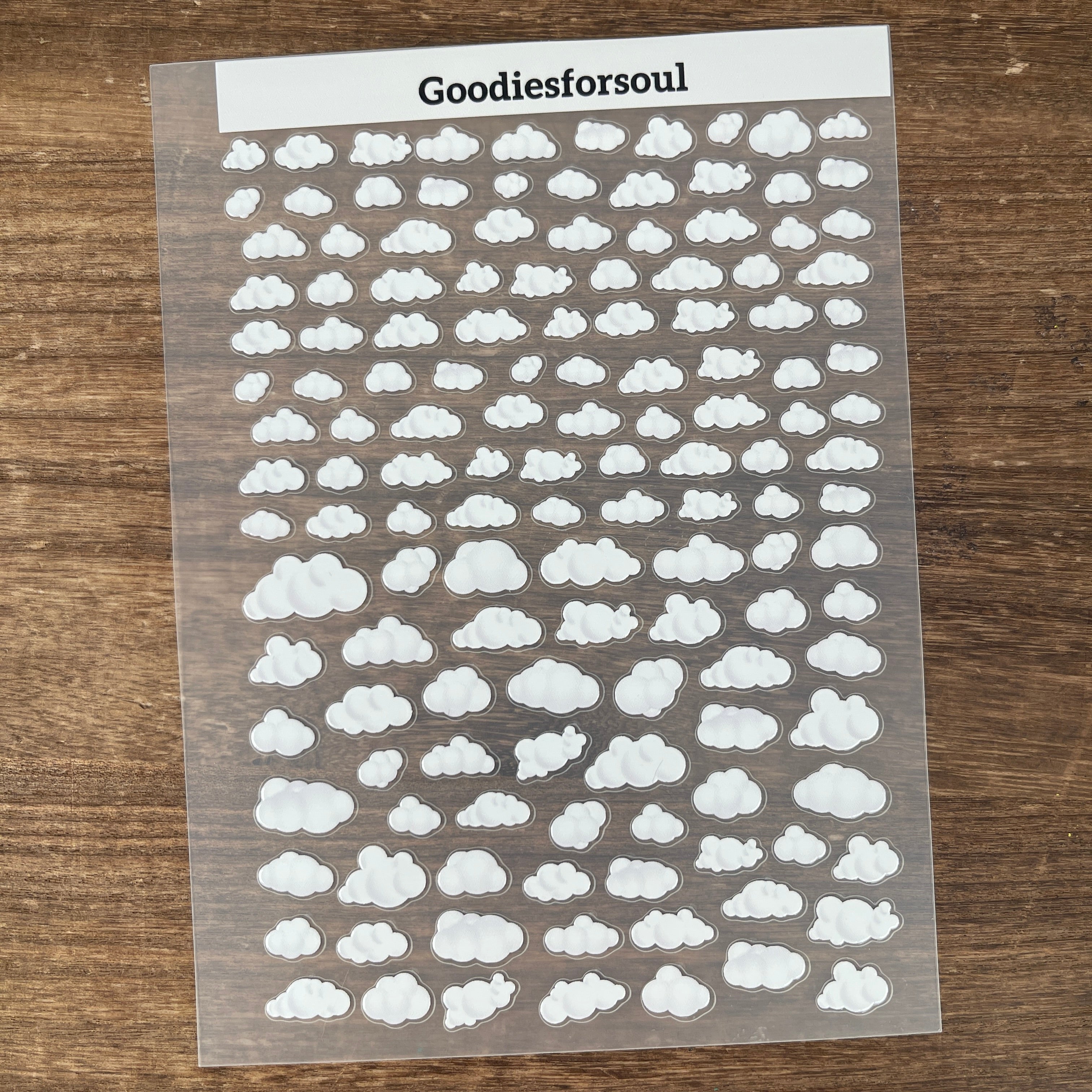 3D White Clouds PET Sticker 1 Pcs