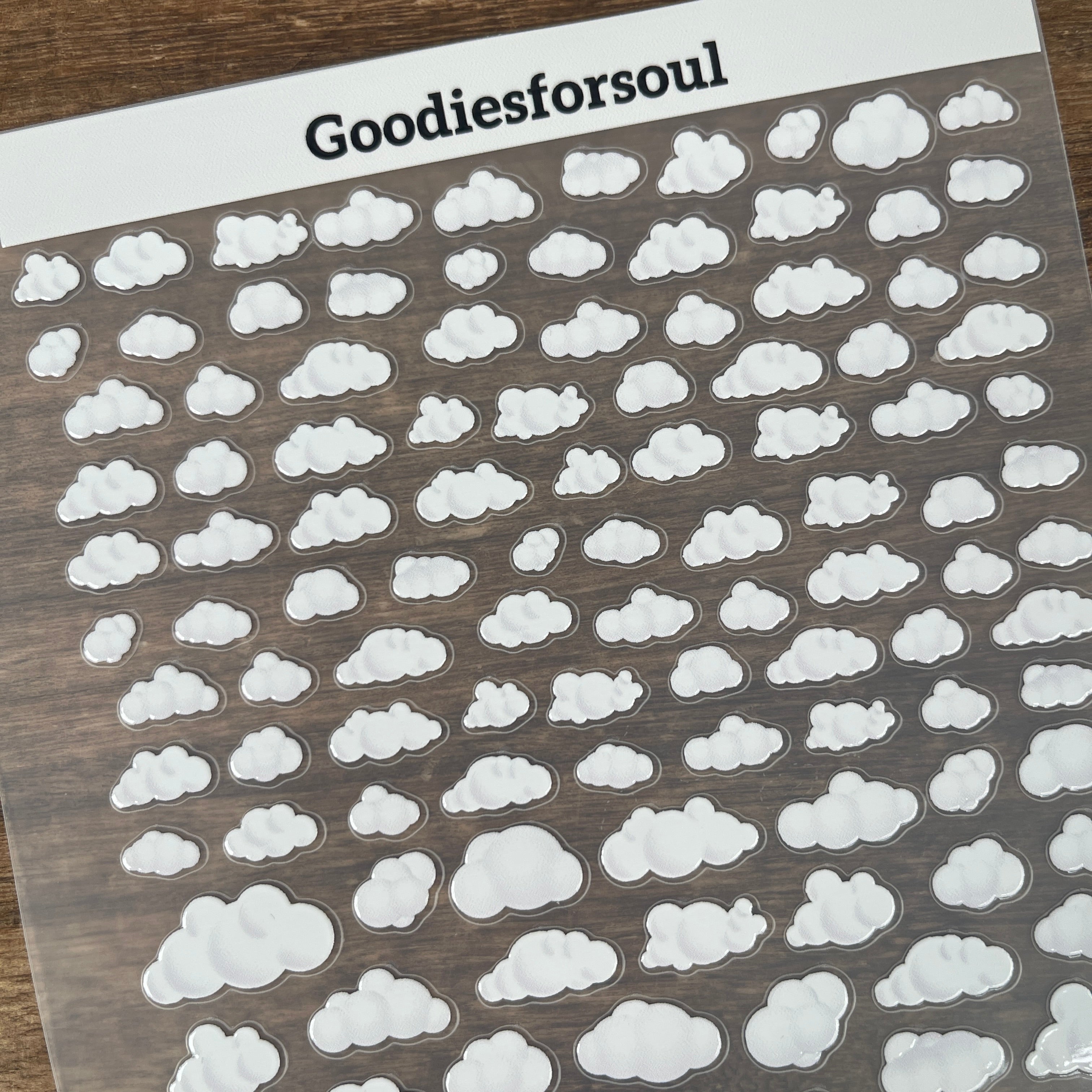 3D White Clouds PET Sticker 1 Pcs