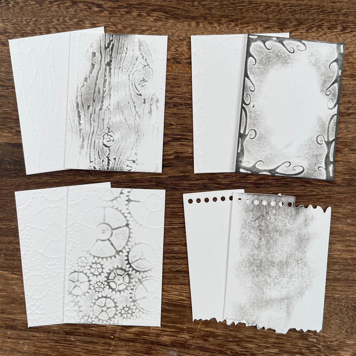 Embossed swirl and web texture cards