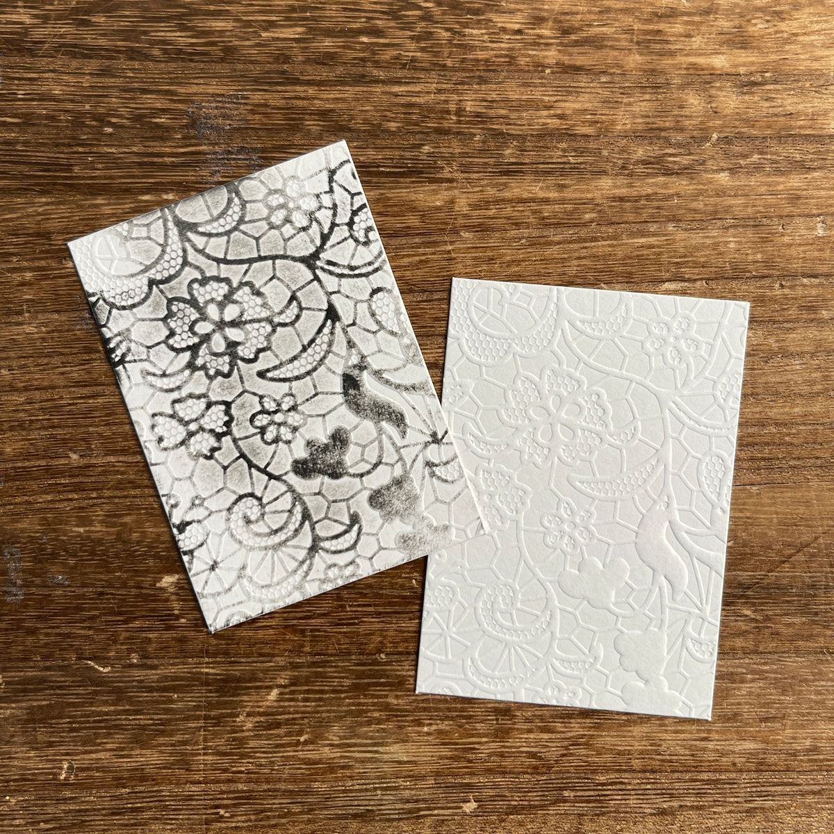 Lace Pattern card next to a colored sample