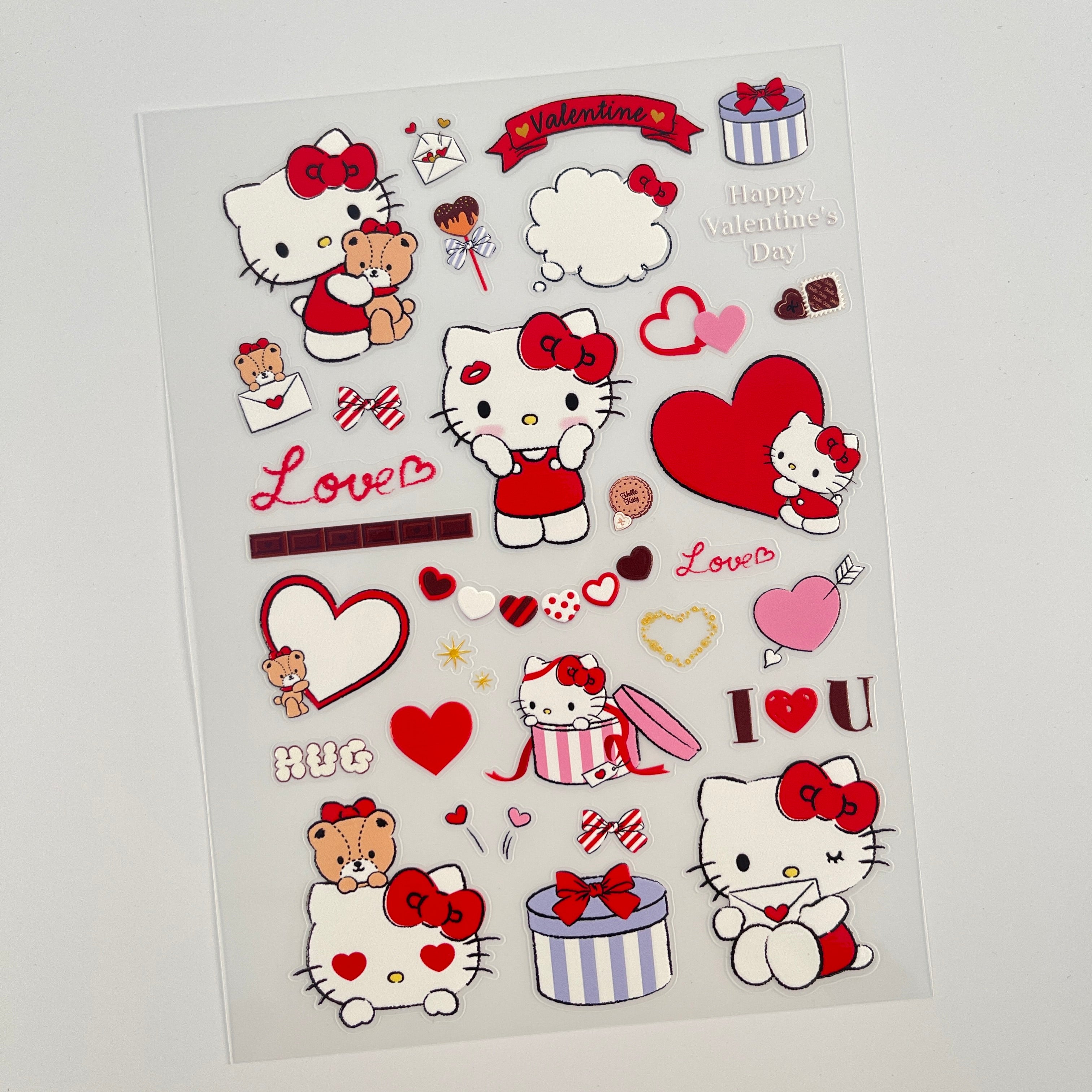 3D Valentine's Day Hello Kitty PET Sticker 1 Pcs