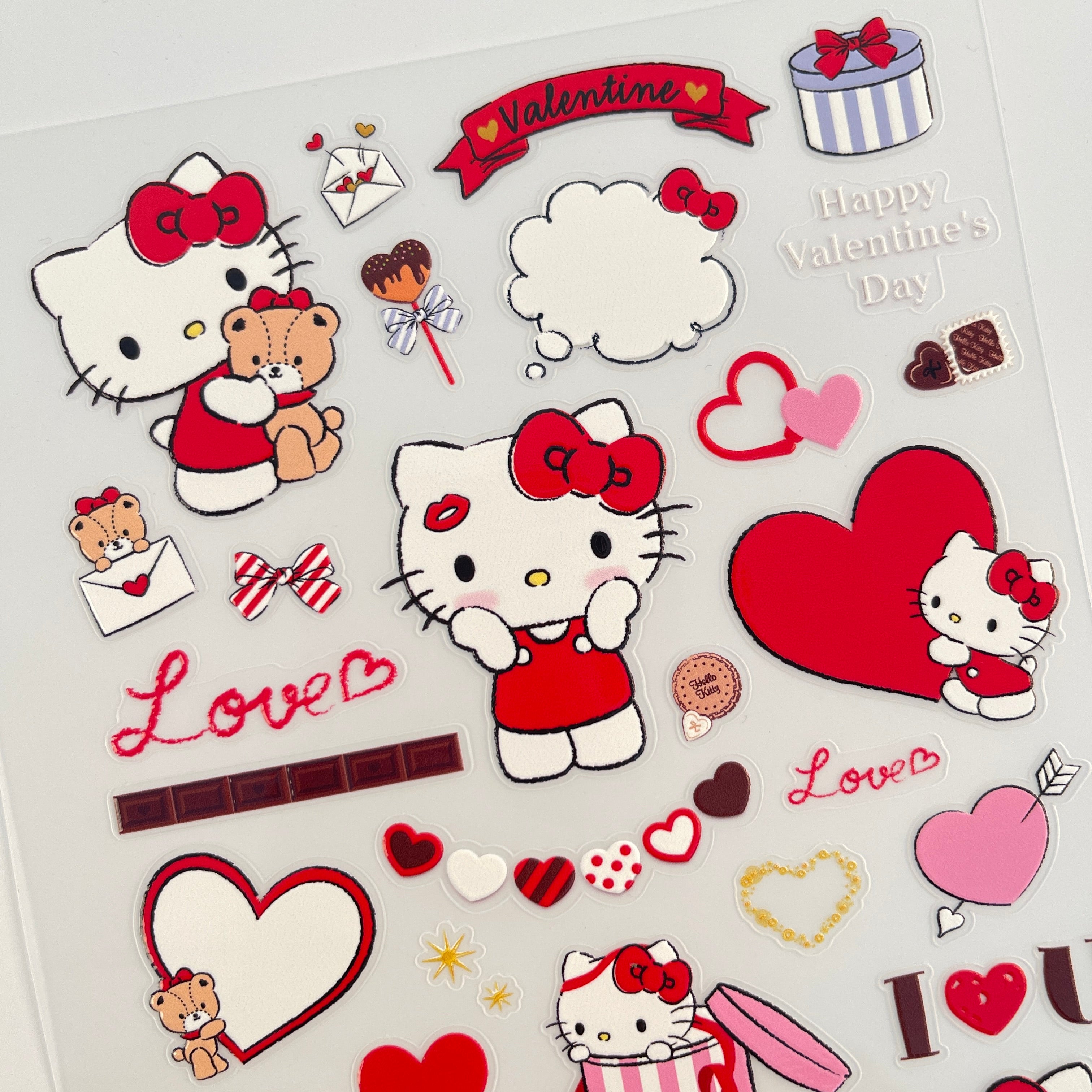 3D Valentine's Day Hello Kitty PET Sticker 1 Pcs