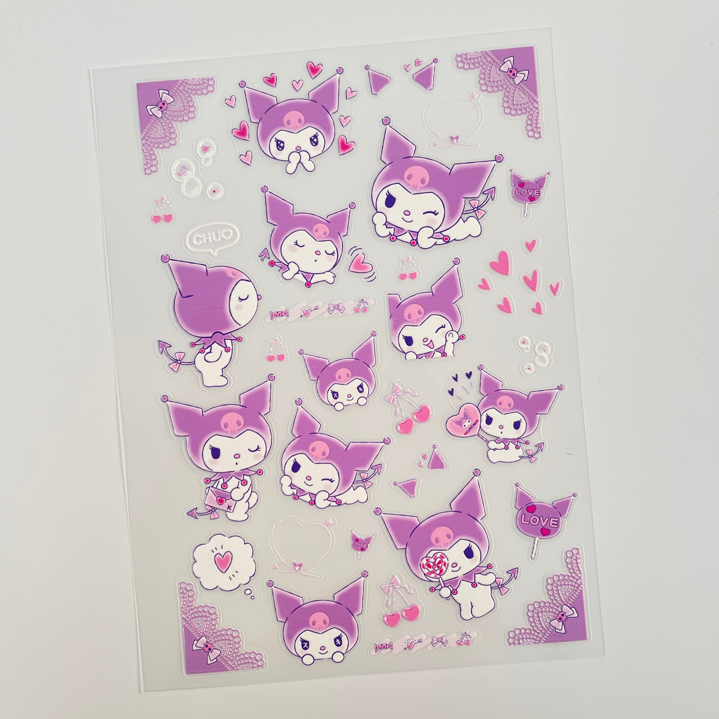 3D Purple Kuromi PET Sticker 1 Pcs