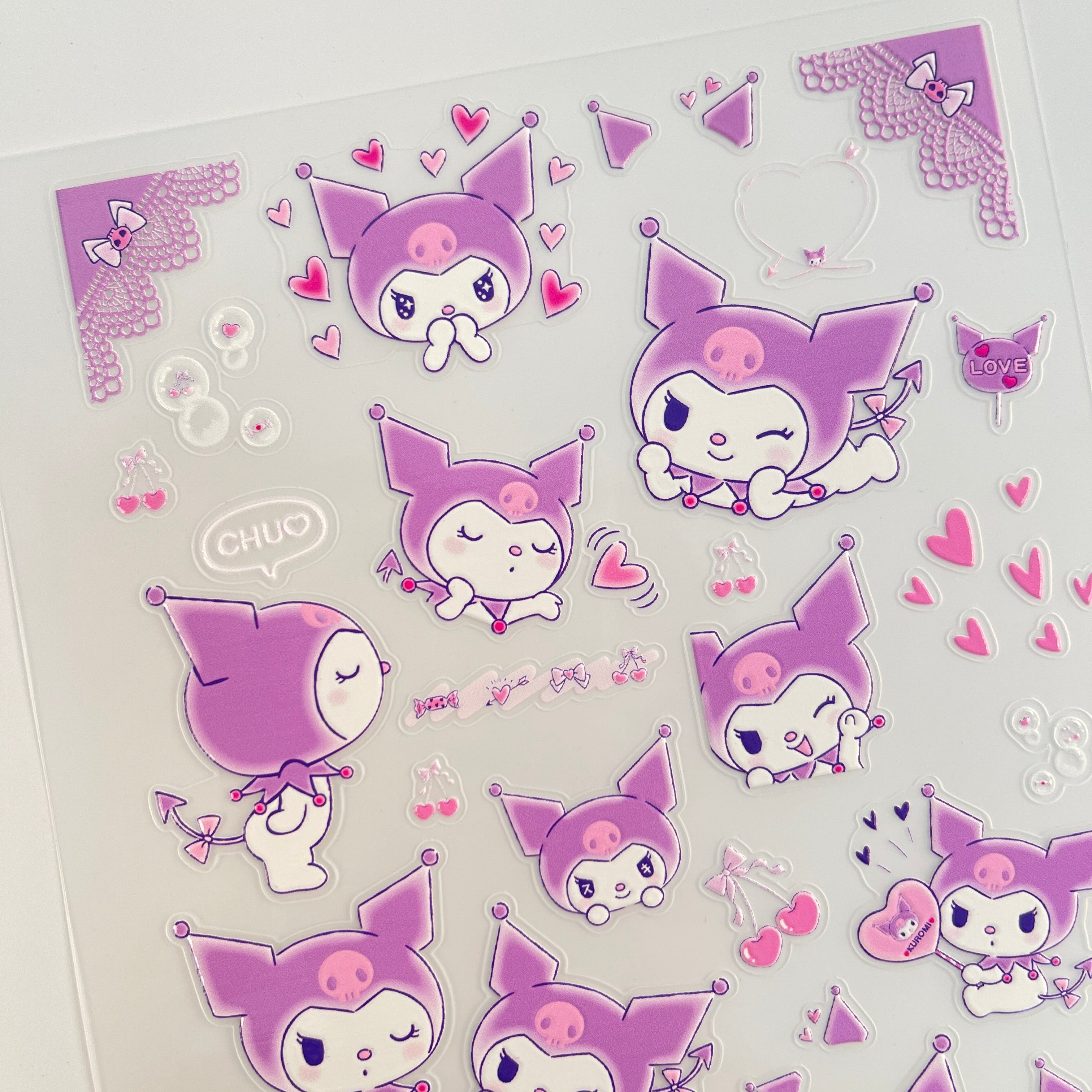 3D Purple Kuromi PET Sticker 1 Pcs