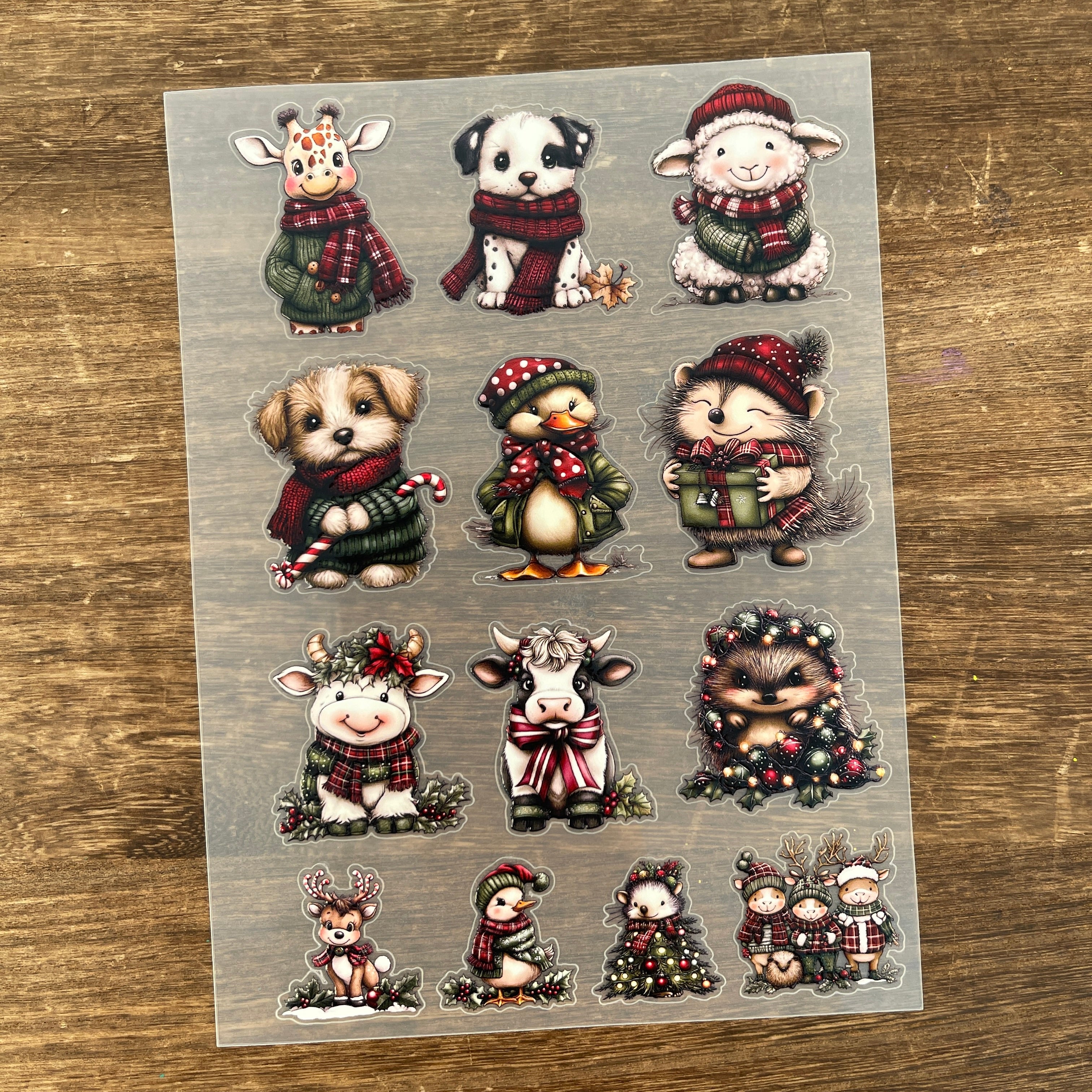 3D Christmas Animals PET Sticker 1 Pcs