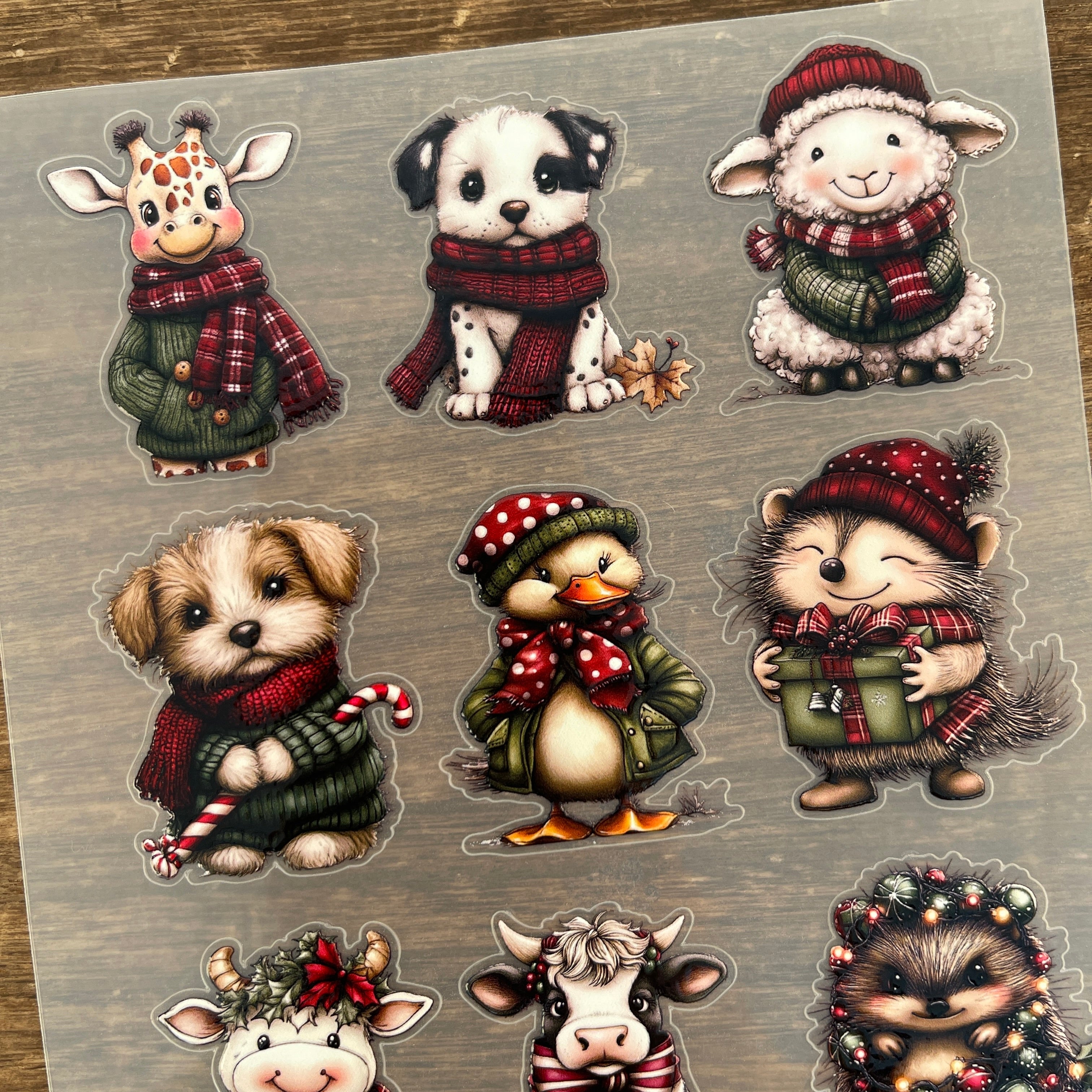 3D Christmas Animals PET Sticker 1 Pcs