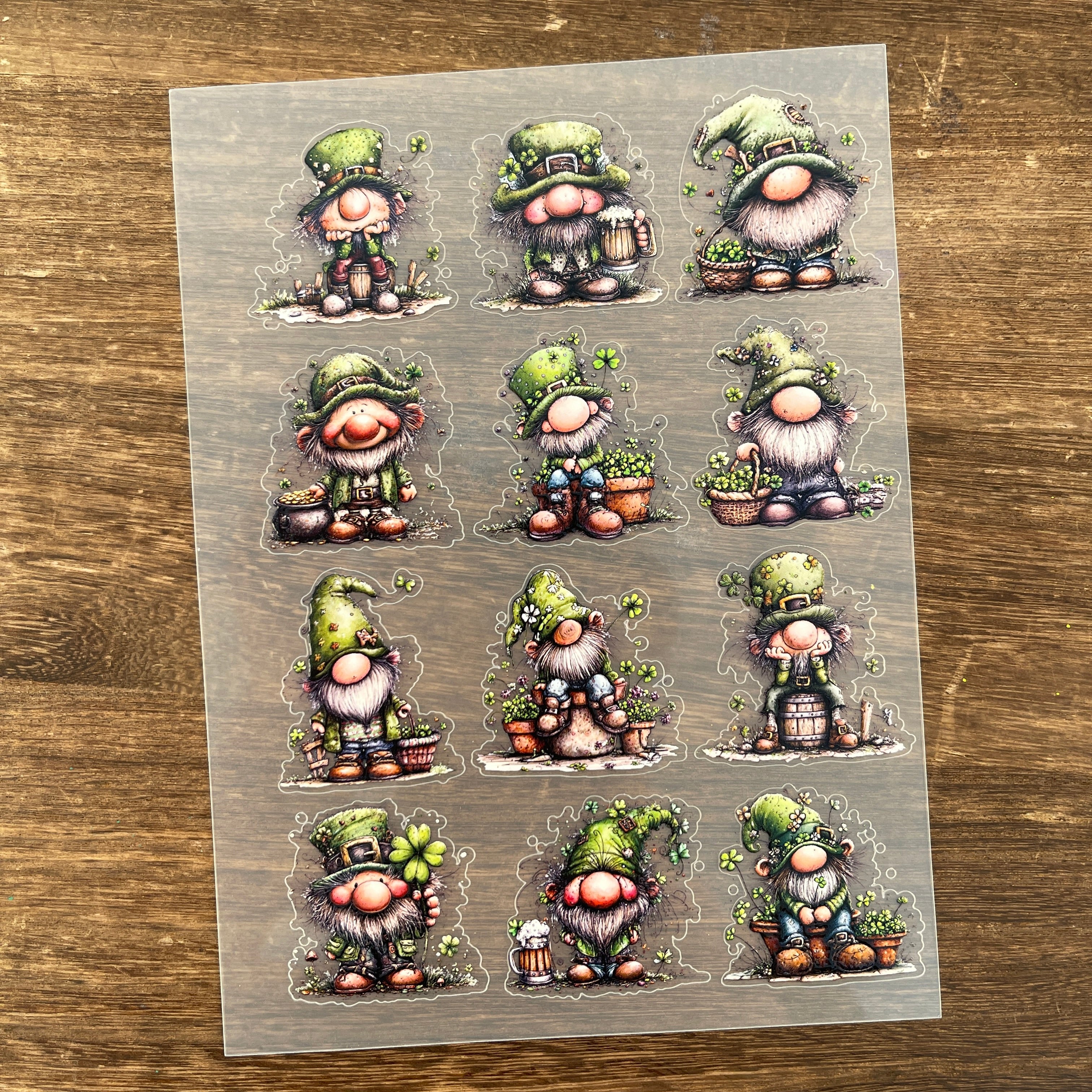 3D Saint Patrick's Day Gnome PET Sticker 1 Pcs