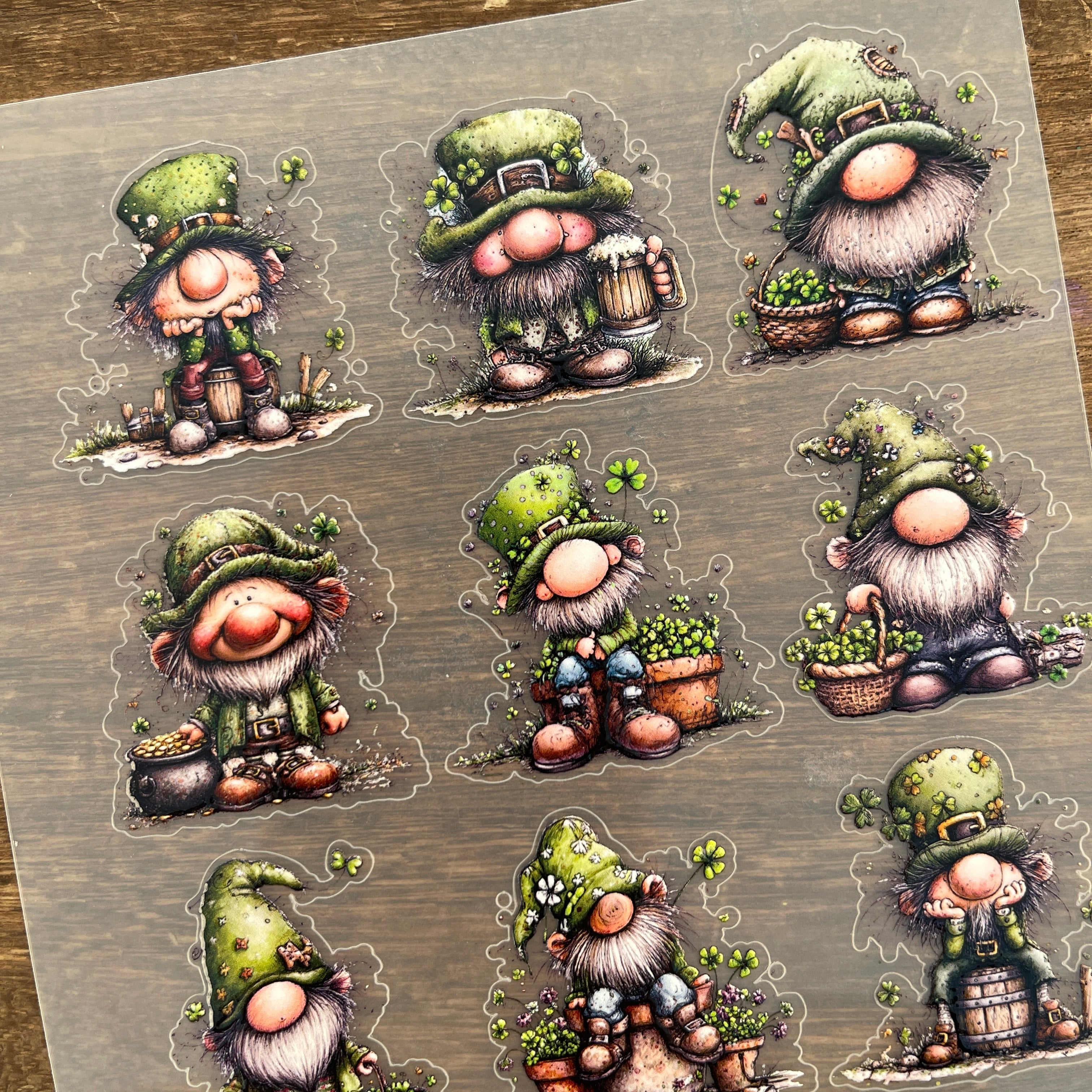 3D Saint Patrick's Day Gnome PET Sticker 1 Pcs