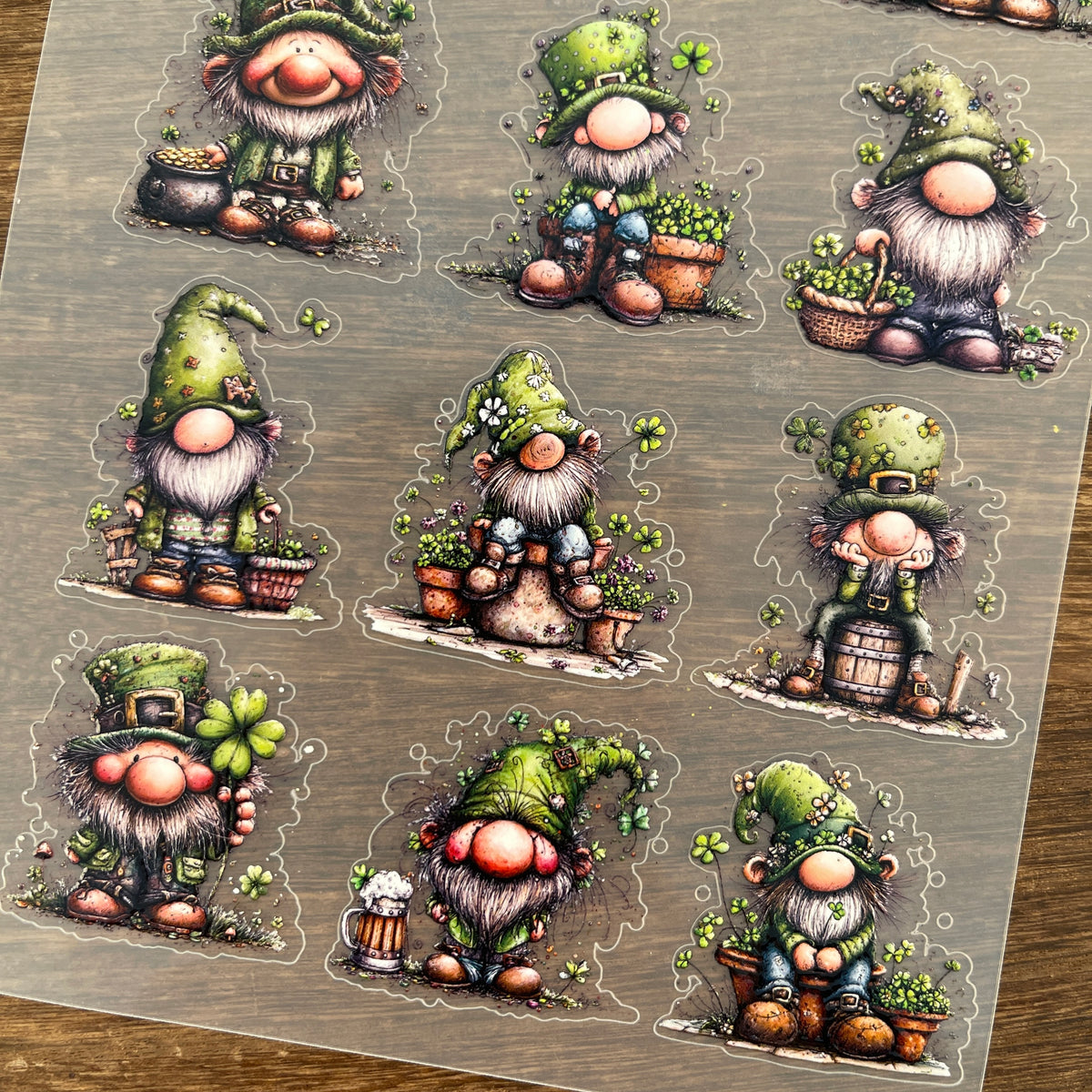 Full saint patrick's day gnome PET sticker sheet