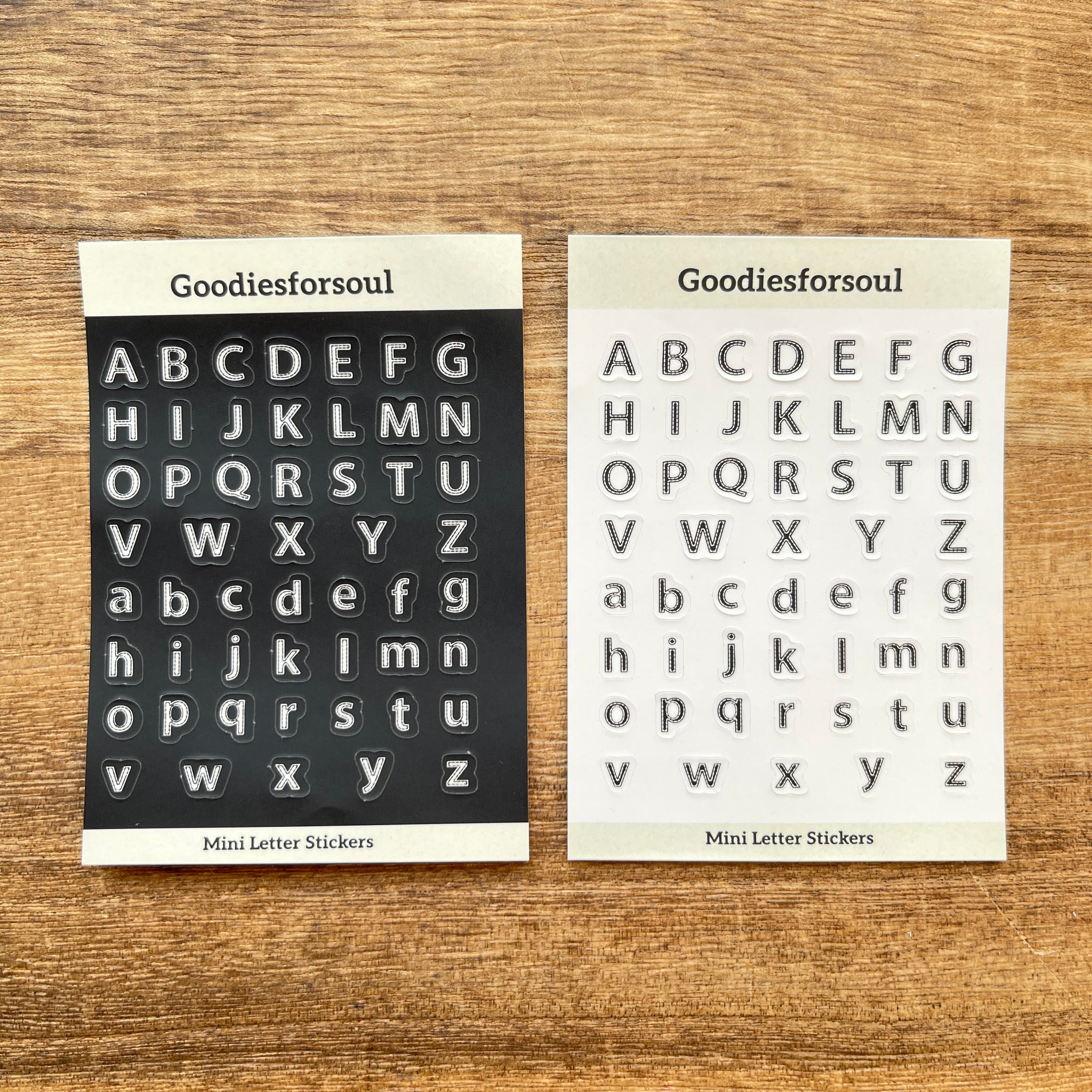 Uppercase & Lowercase Mini Letter Stickers (Black / White) 2.5x3.5inch