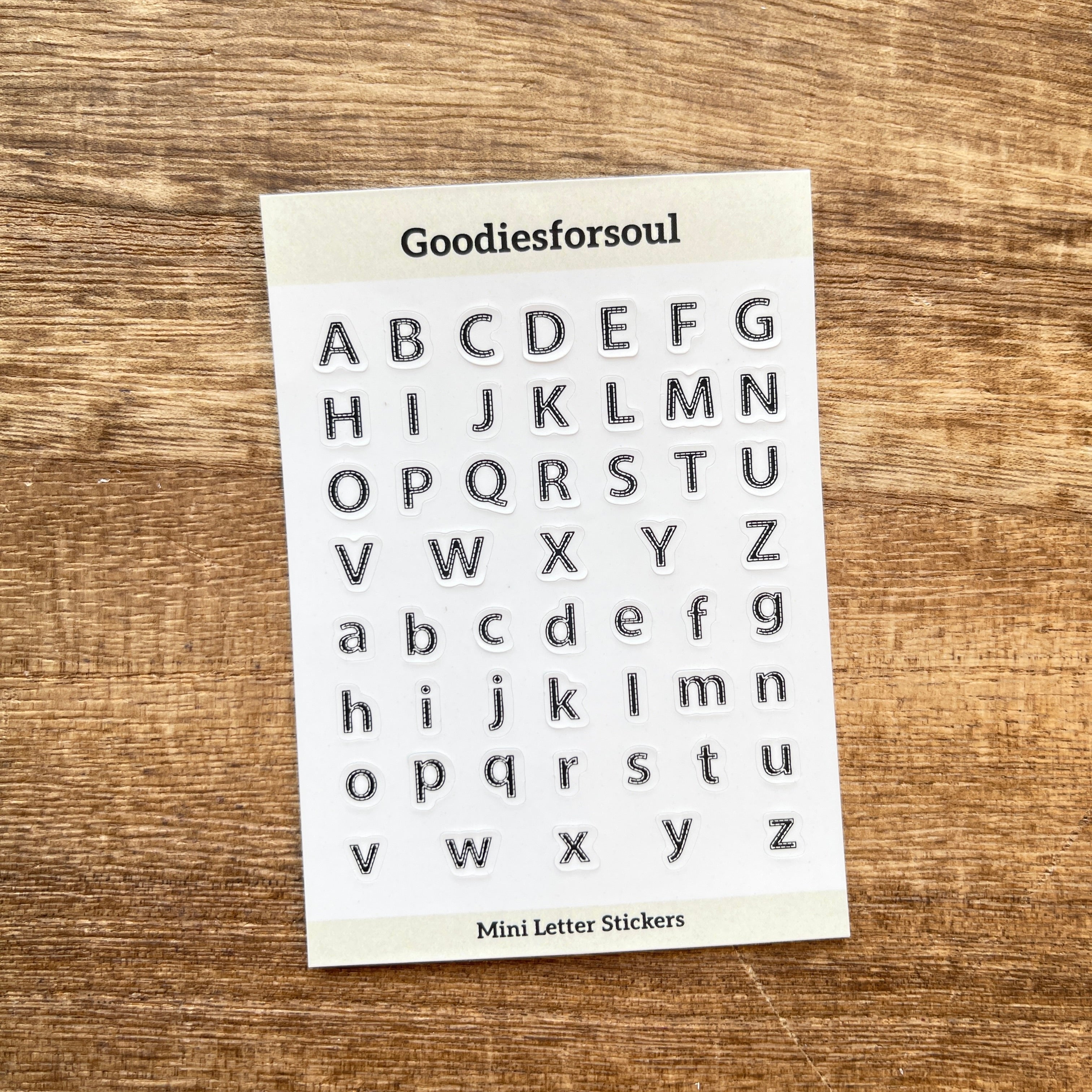 Uppercase & Lowercase Mini Letter Stickers (Black / White) 2.5x3.5inch