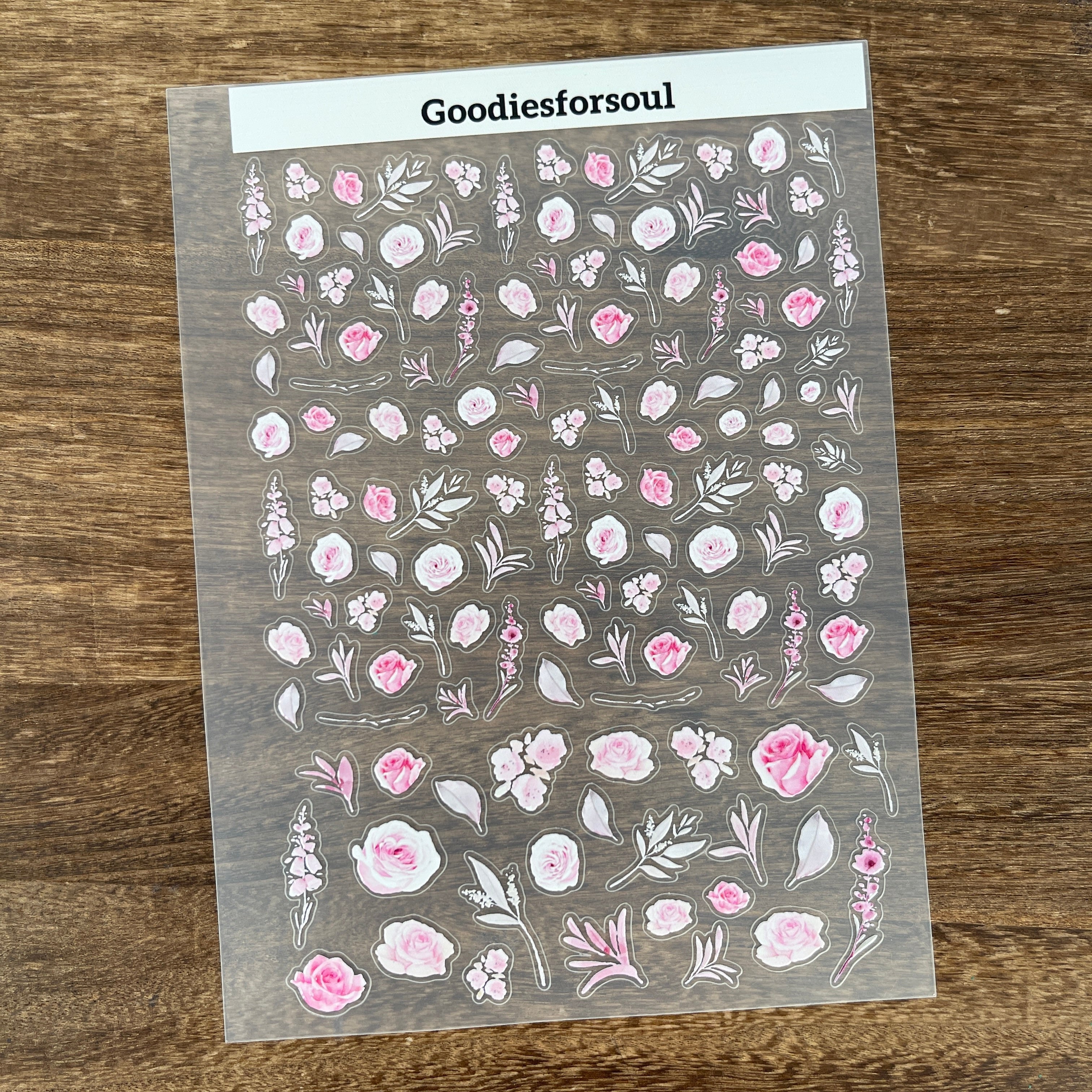 3D Pink Roses PET Sticker 1 Pcs