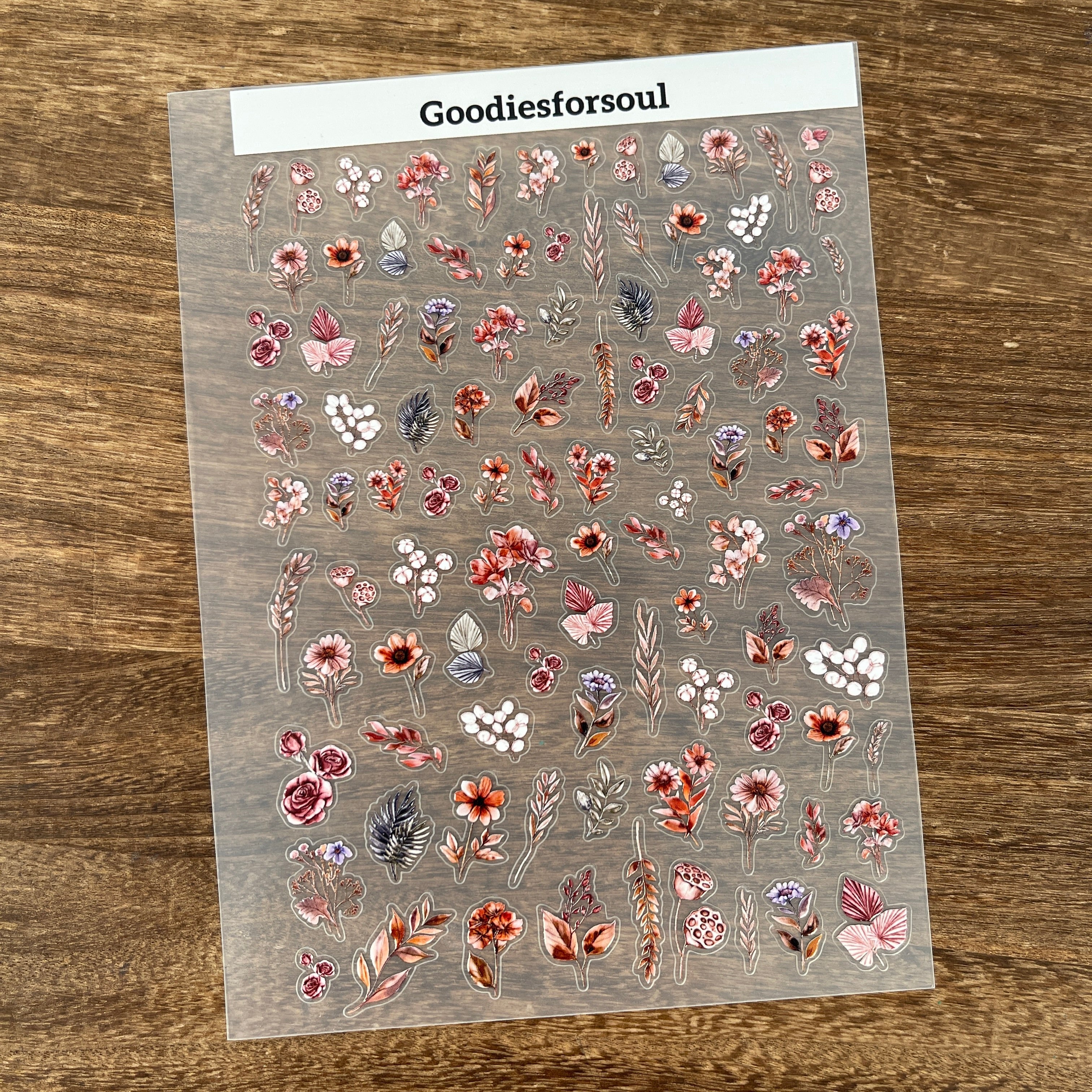 3D Brown Flower PET Sticker 1 Pcs