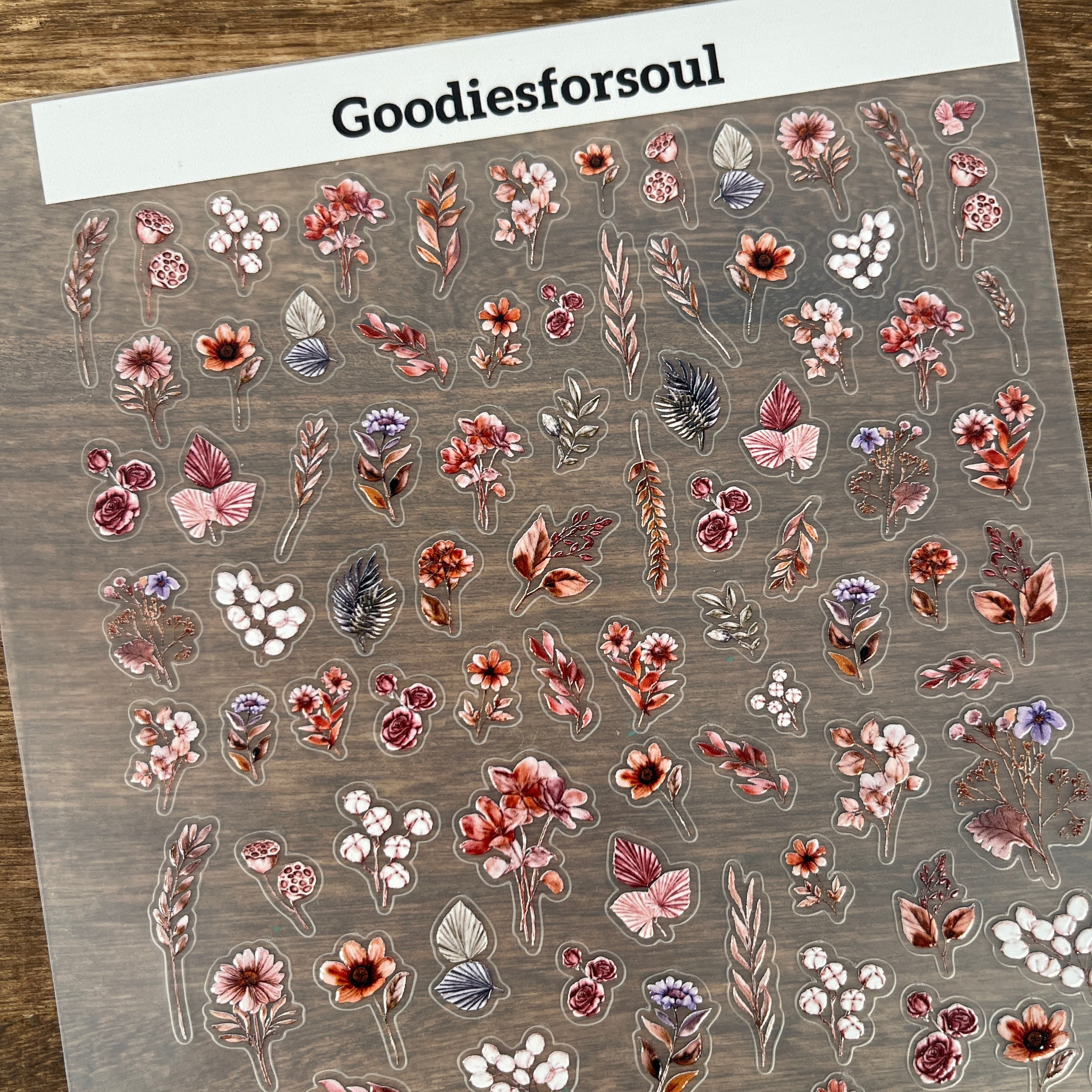 3D Brown Flower PET Sticker 1 Pcs