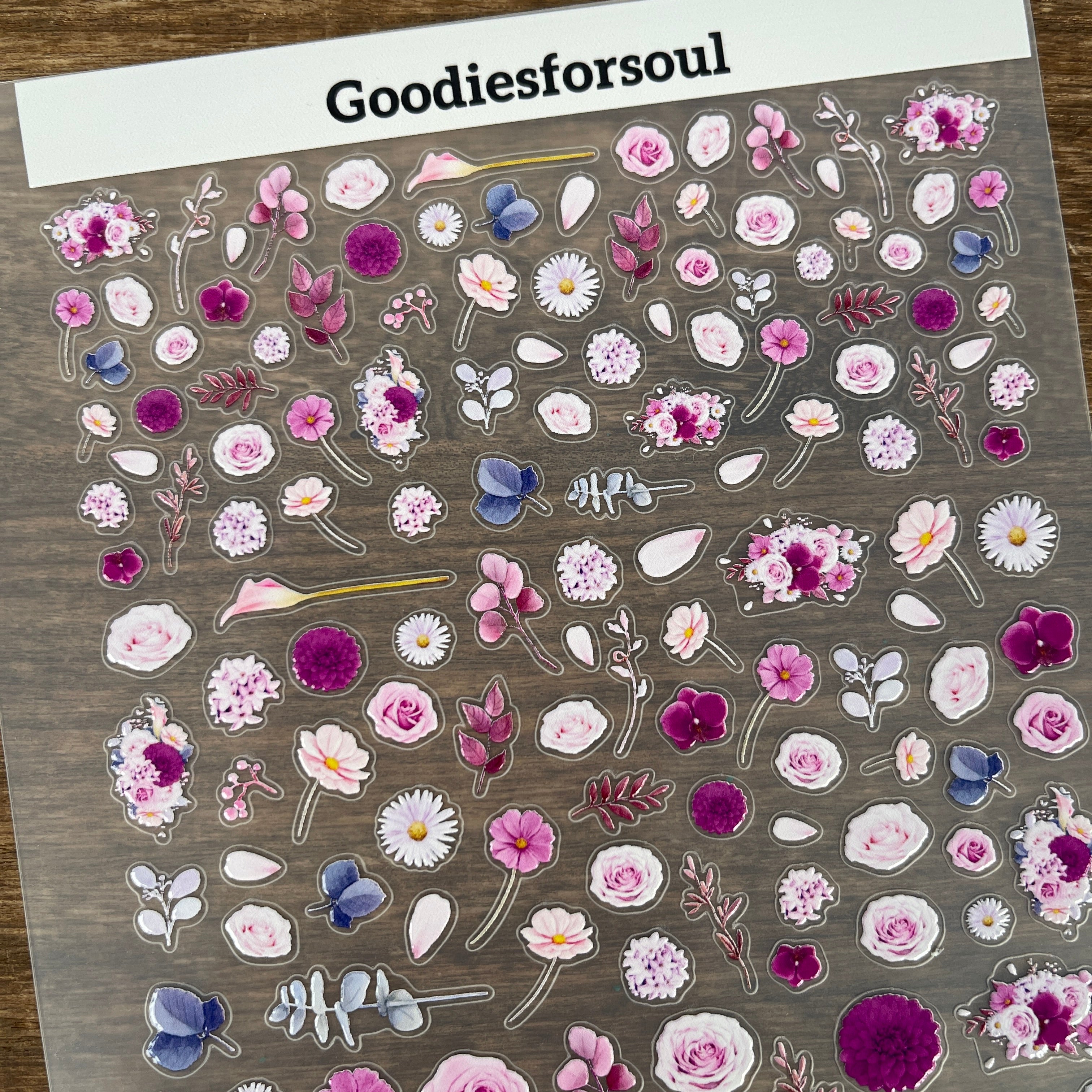 3D Purple Flower PET Sticker 1 Pcs