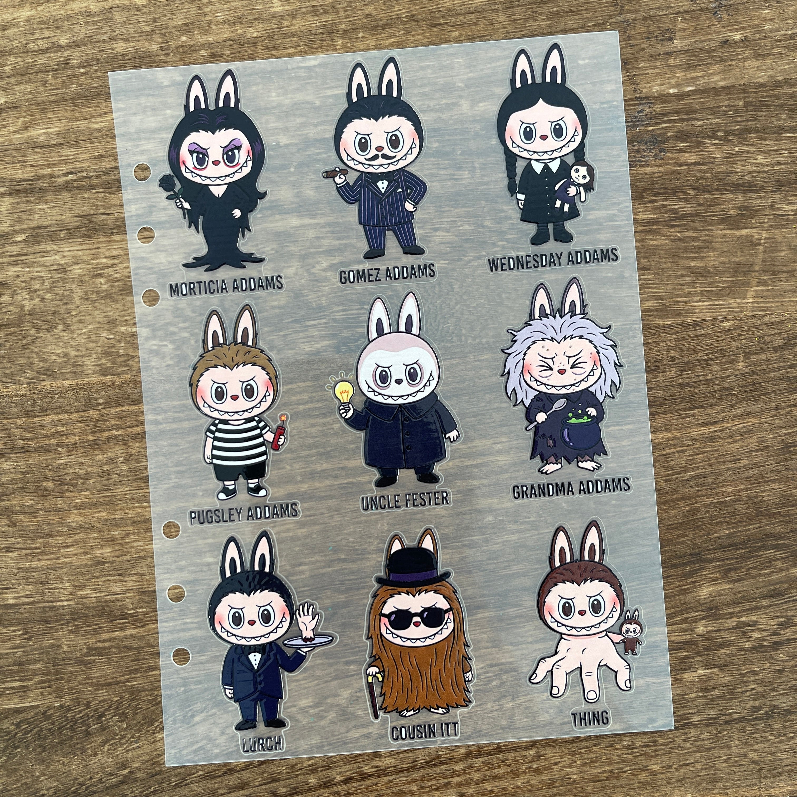3D The Addams Family x Labubu PET Sticker 1 Pcs