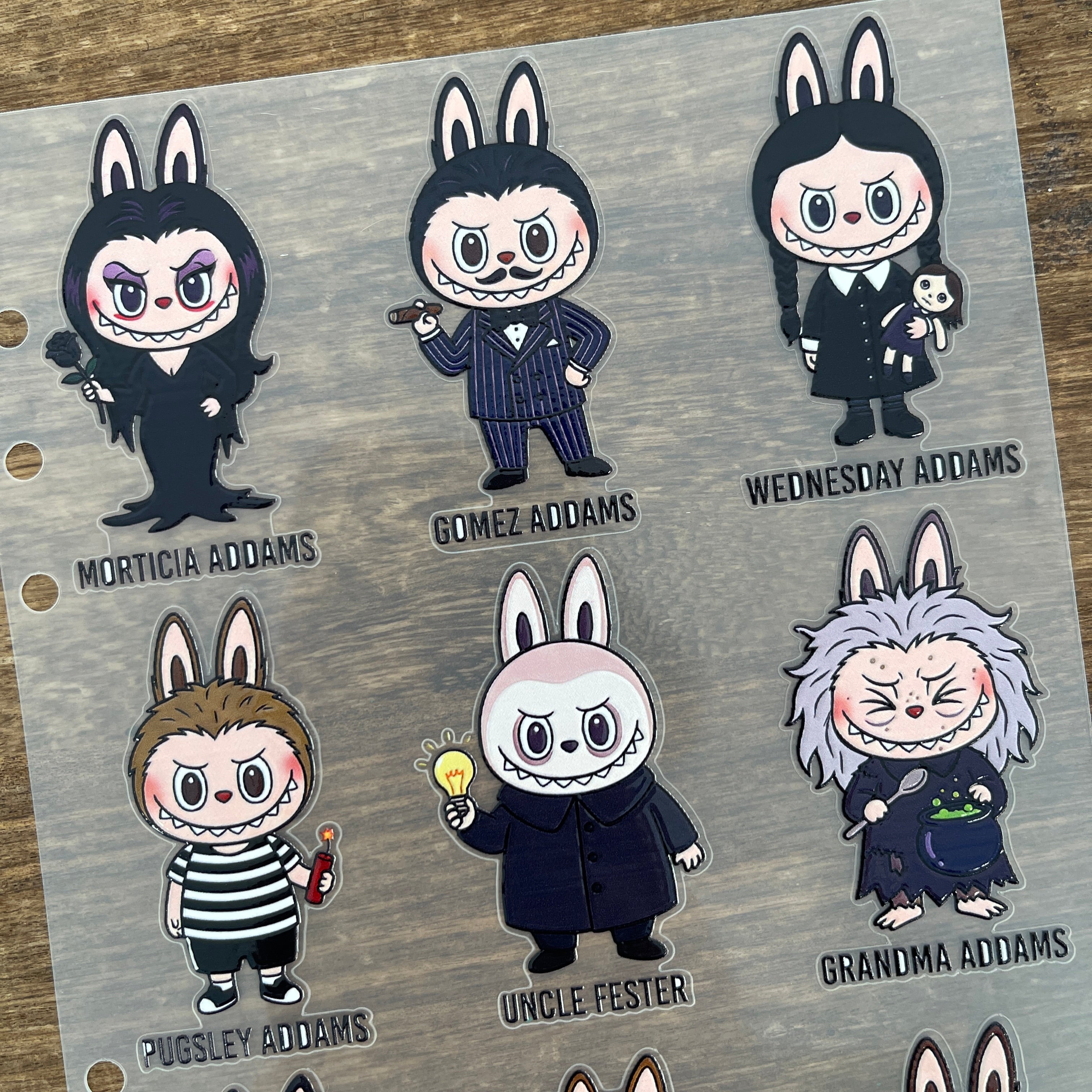 3D The Addams Family x Labubu PET Sticker 1 Pcs