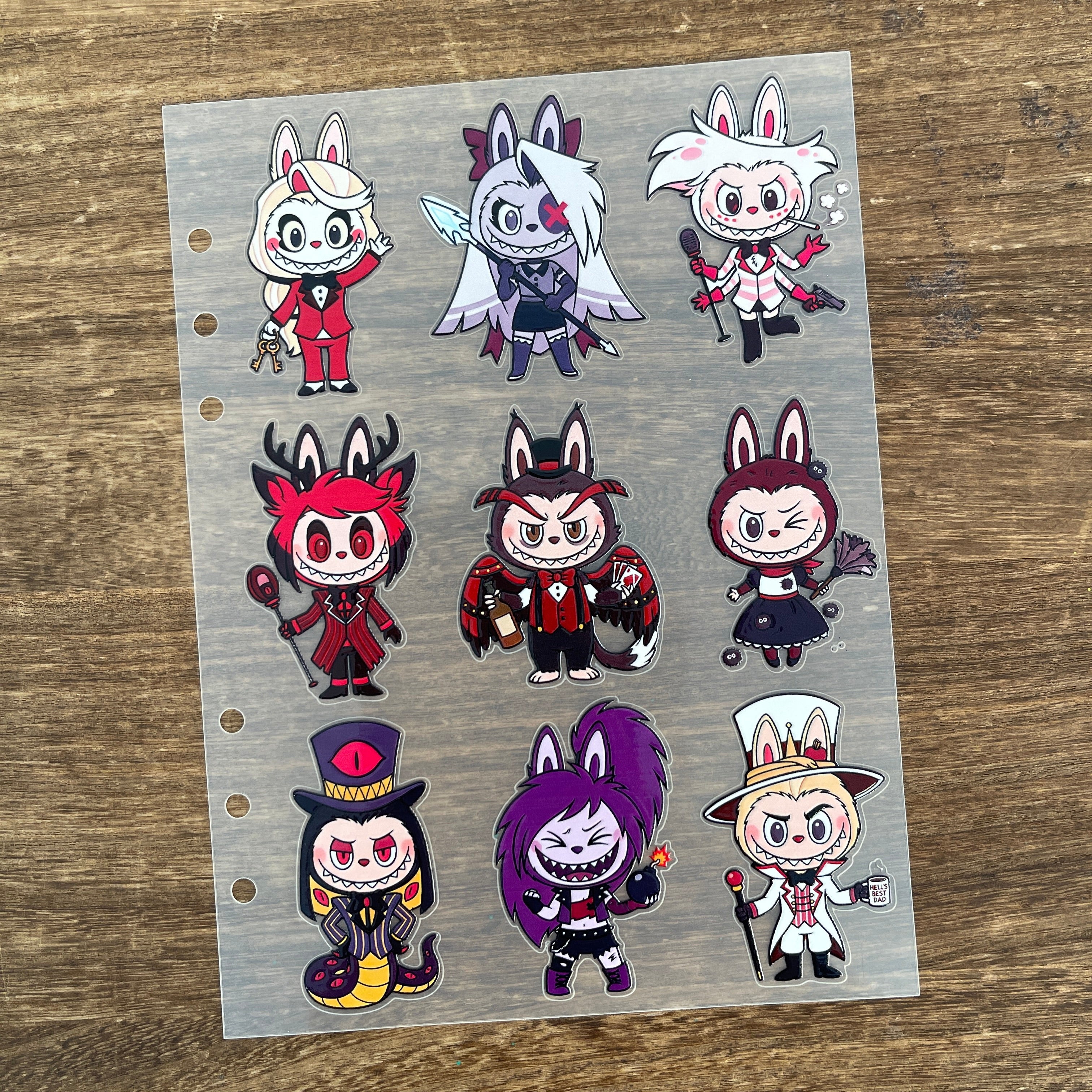 3D Hazbin Hotel x Labubu PET Sticker 1 Pcs