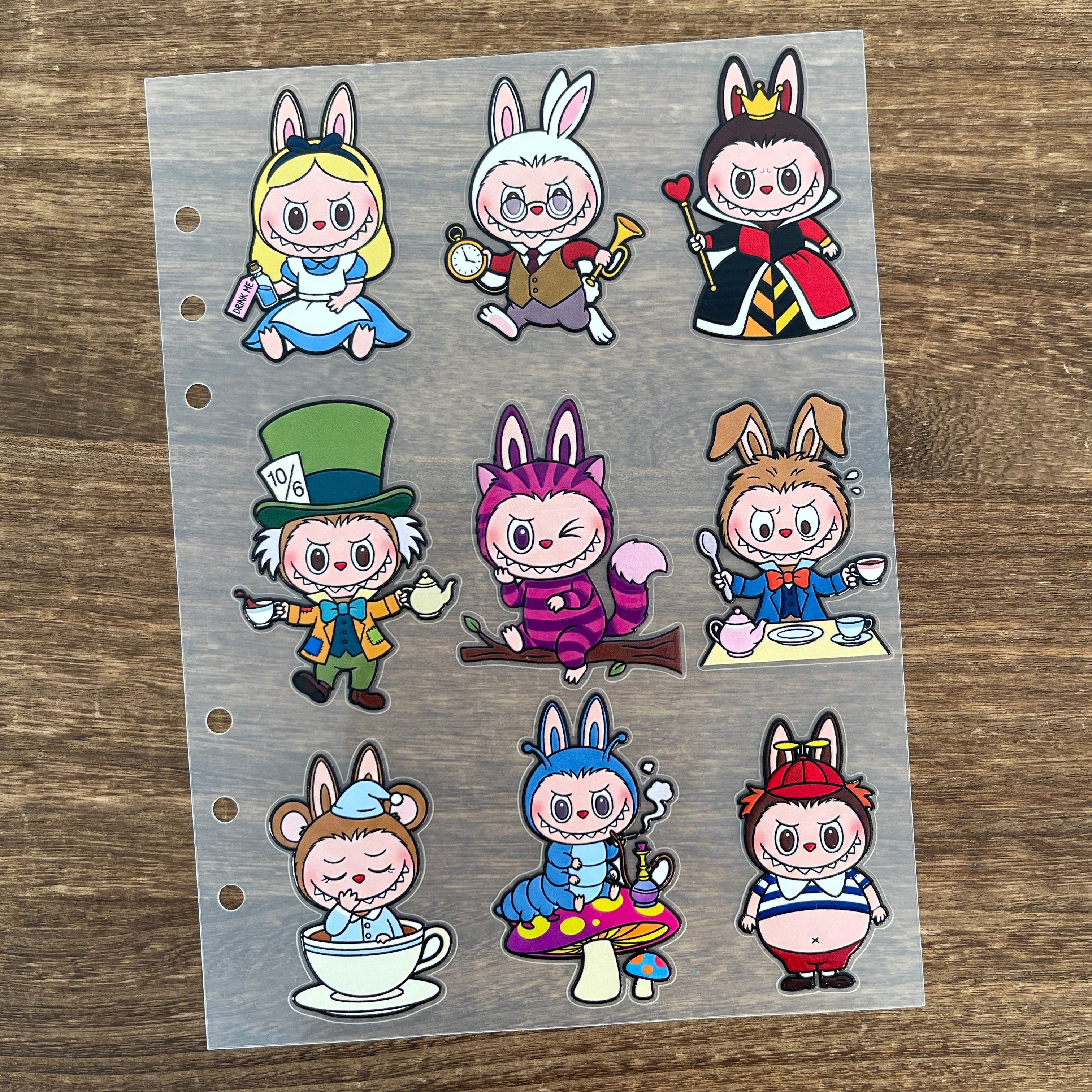 3D Alice in Wonderland x Labubu PET Sticker 1 Pcs