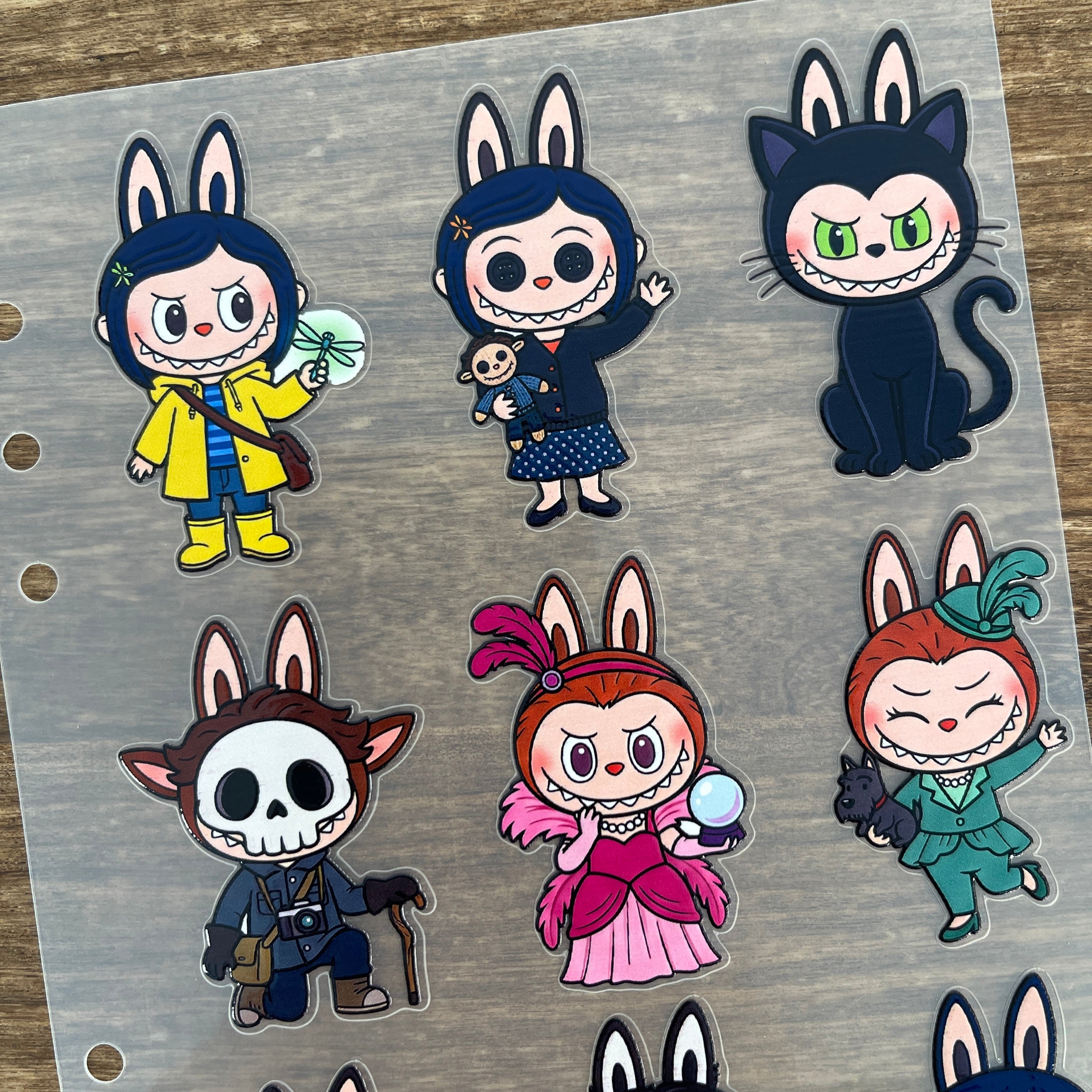 3D Coraline x Labubu PET Sticker 1 Pcs