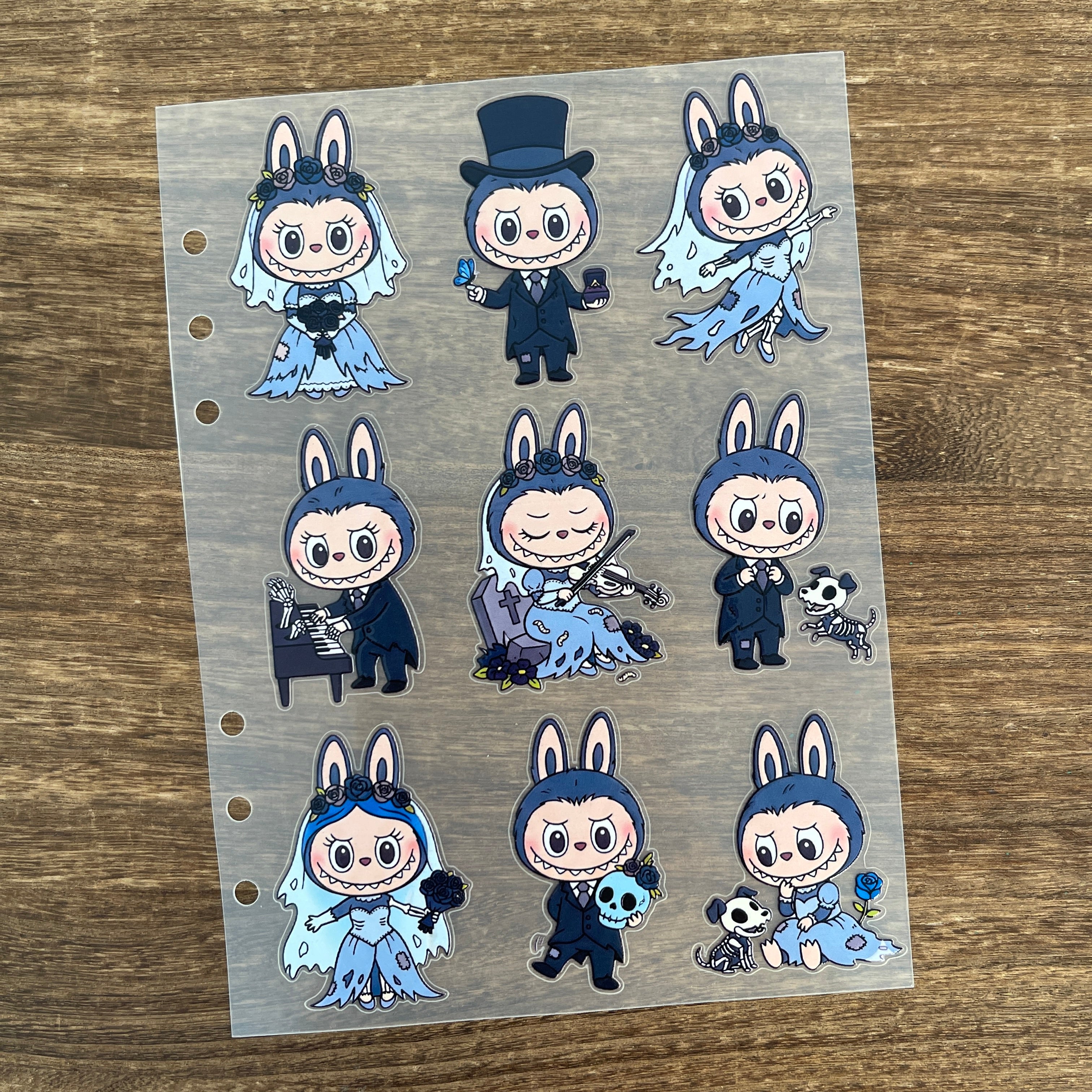 3D Corpse Bride x Labubu PET Sticker 1 Pcs