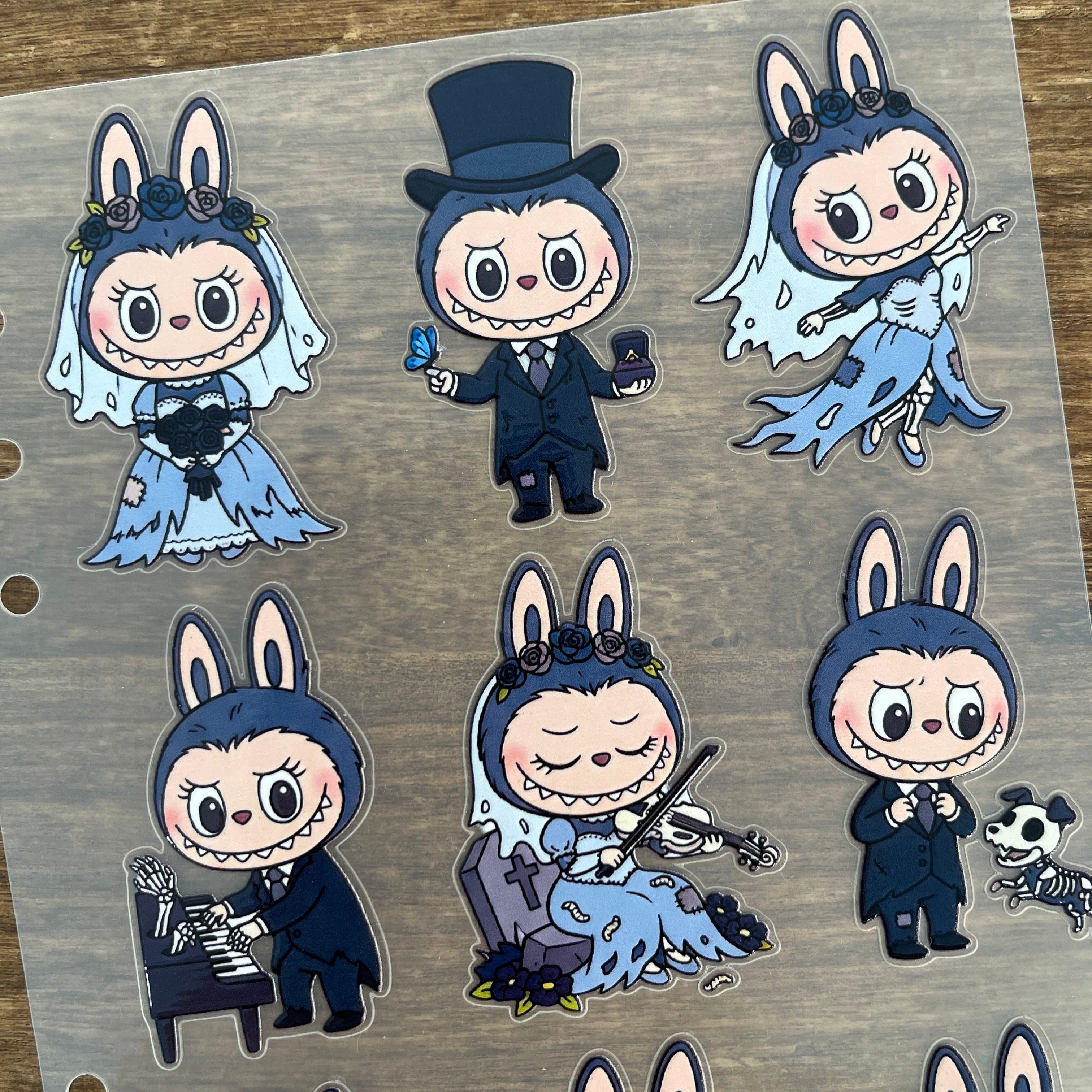 3D Corpse Bride x Labubu PET Sticker 1 Pcs