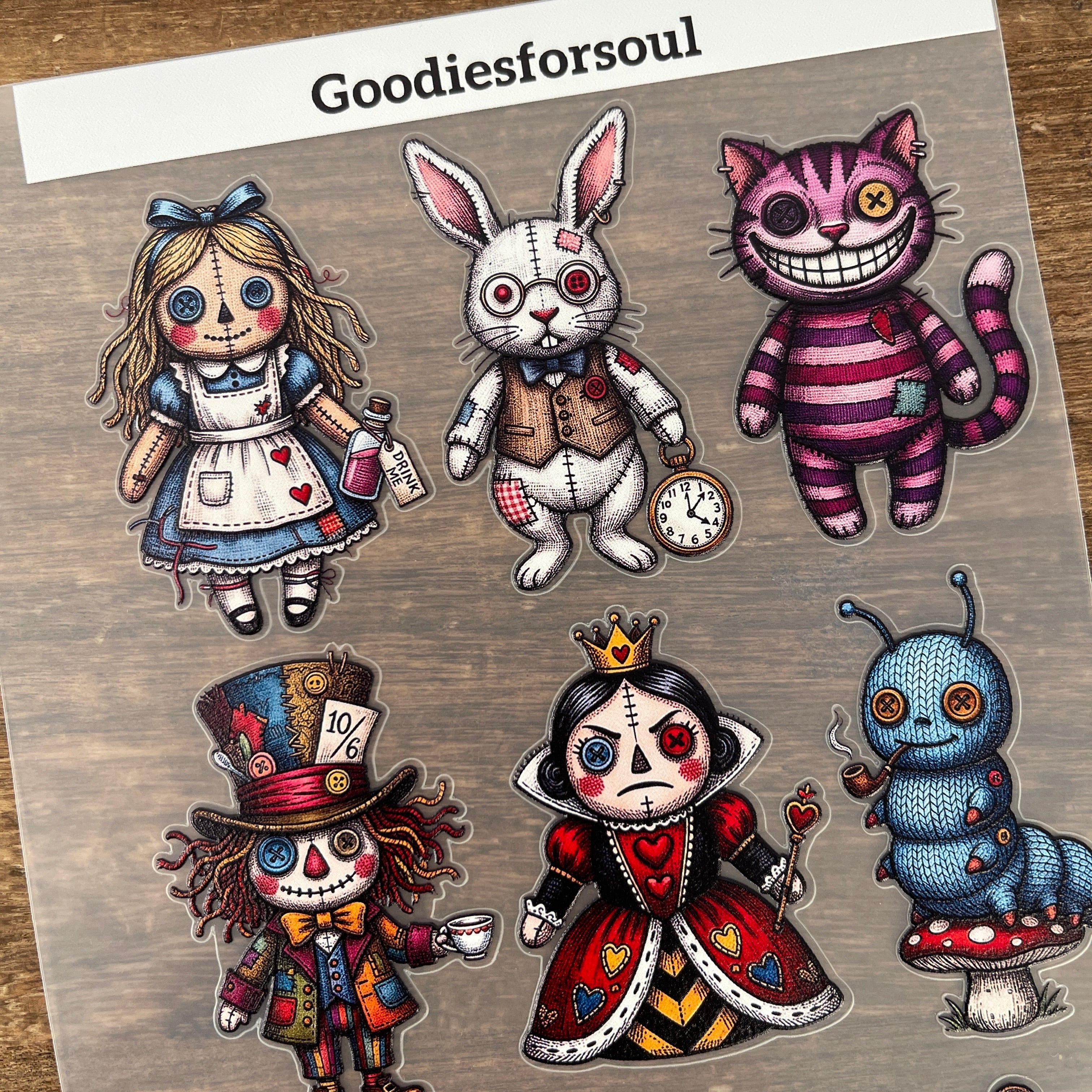 3D Alice in Wonderland x Voodoo doll PET Sticker 1 Pcs