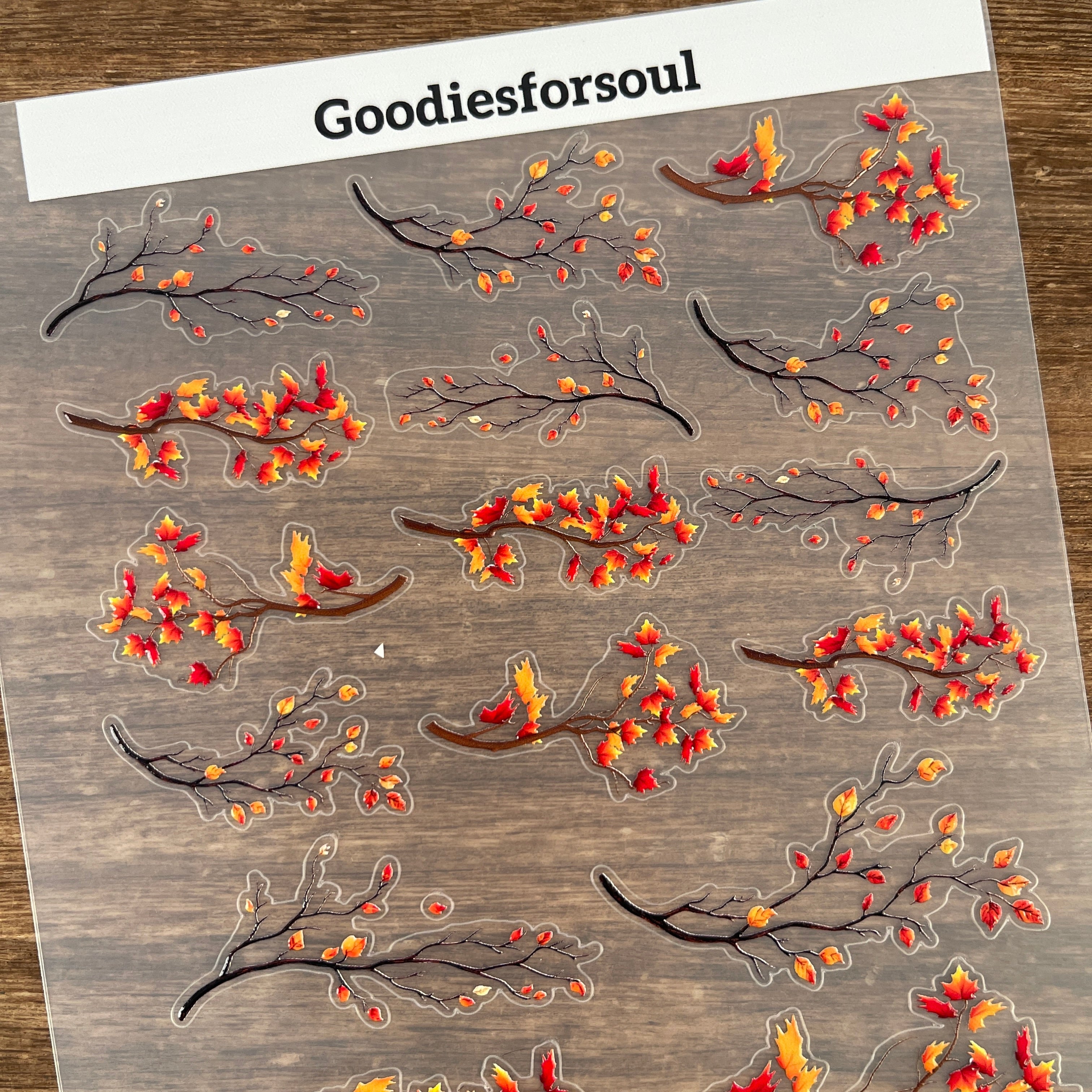 3D Autumn Branches PET Sticker 1 Pcs