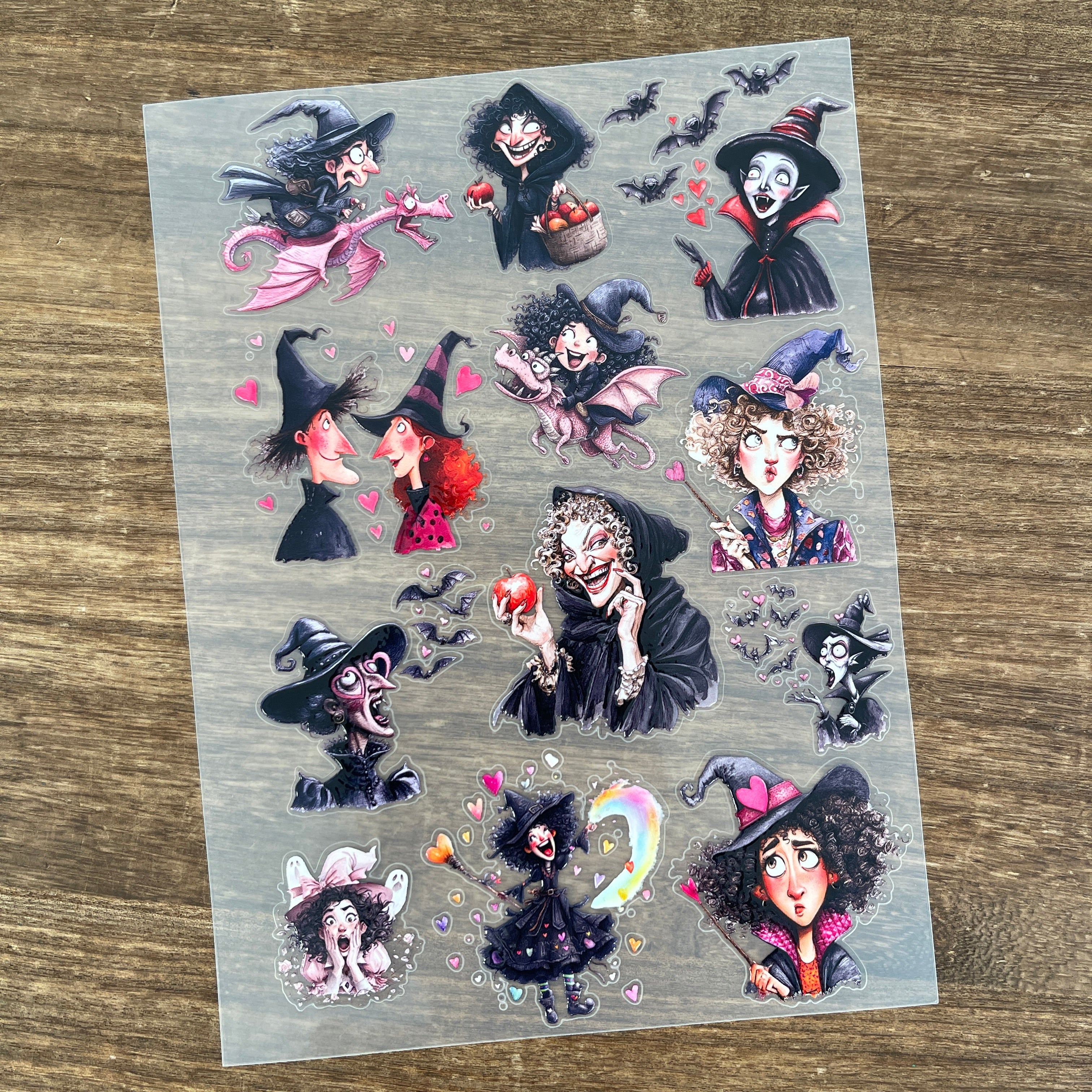 3D Pink Witch PET Sticker 1 Pcs
