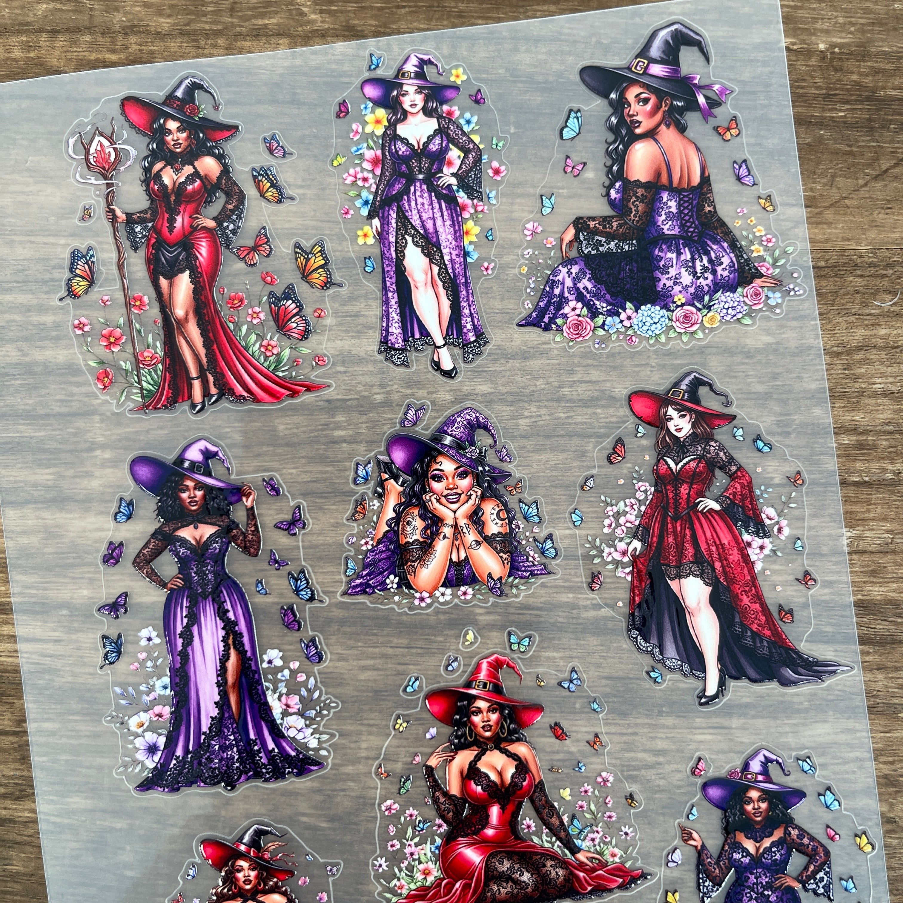 3D Purple & Red Witch PET Sticker 1 Pcs