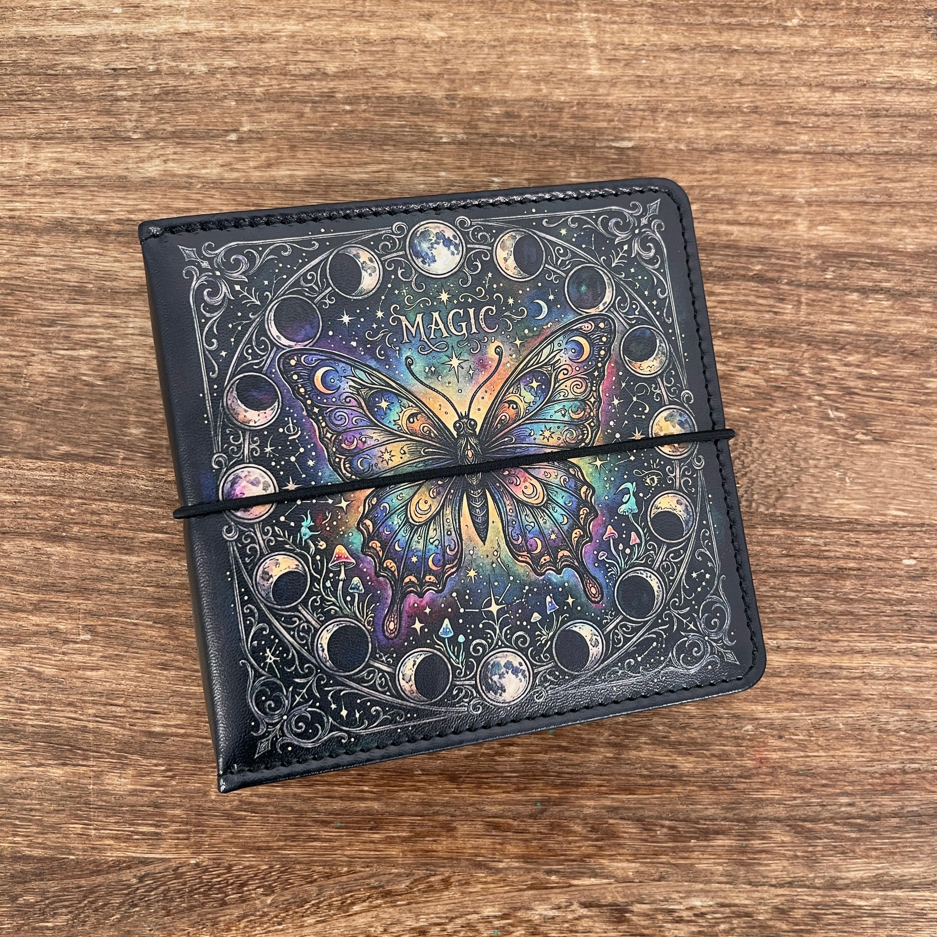 ATC Card Binder, Artist Trading Card Album with 3-Ring, Gothic Magic Butterfly Card Collector Book for Mini Art Pieces, 20-Pocket