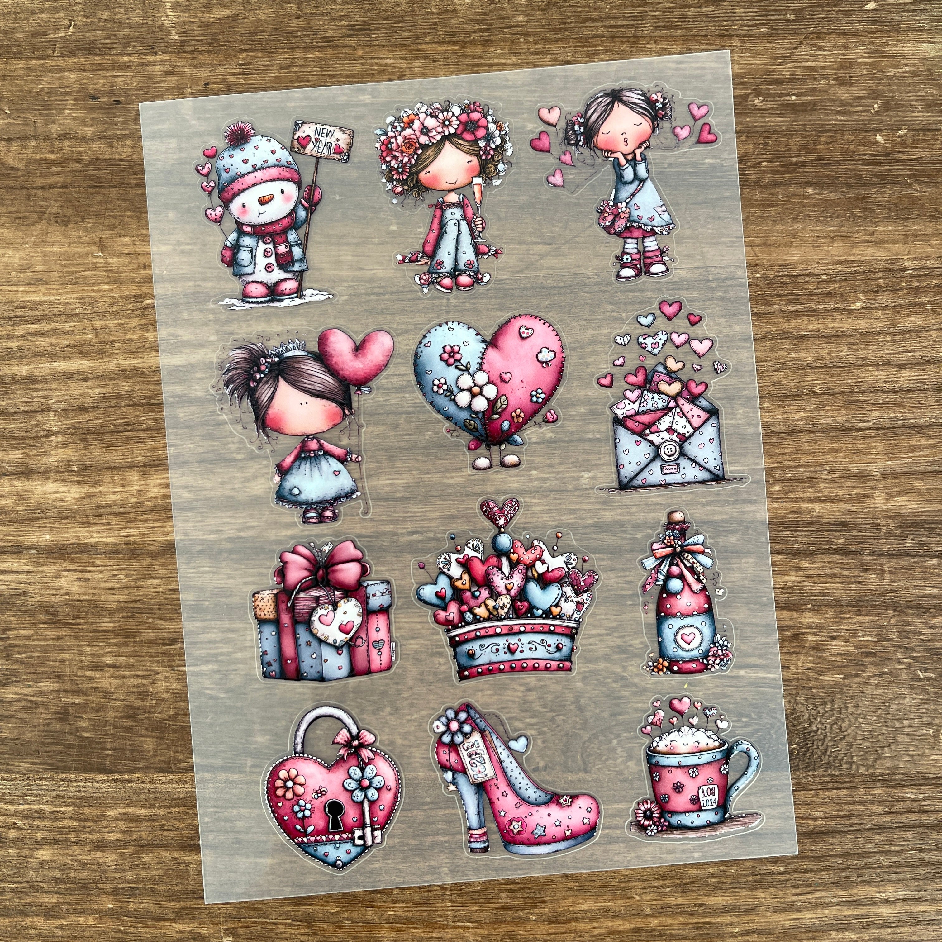 3D Cute Valentine's Day PET Sticker 1 Pcs