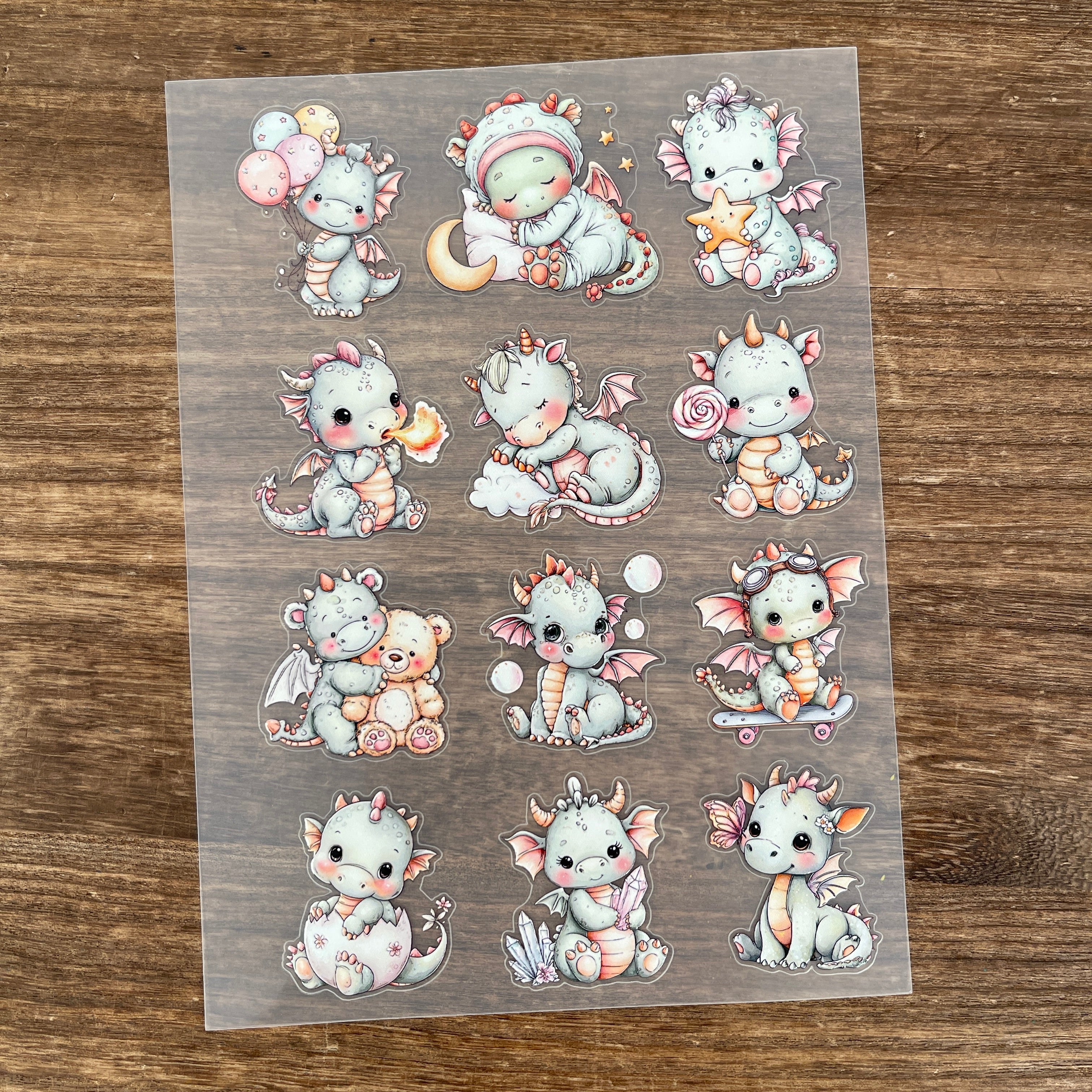 3D Cute baby dragon PET Sticker 1 Pcs