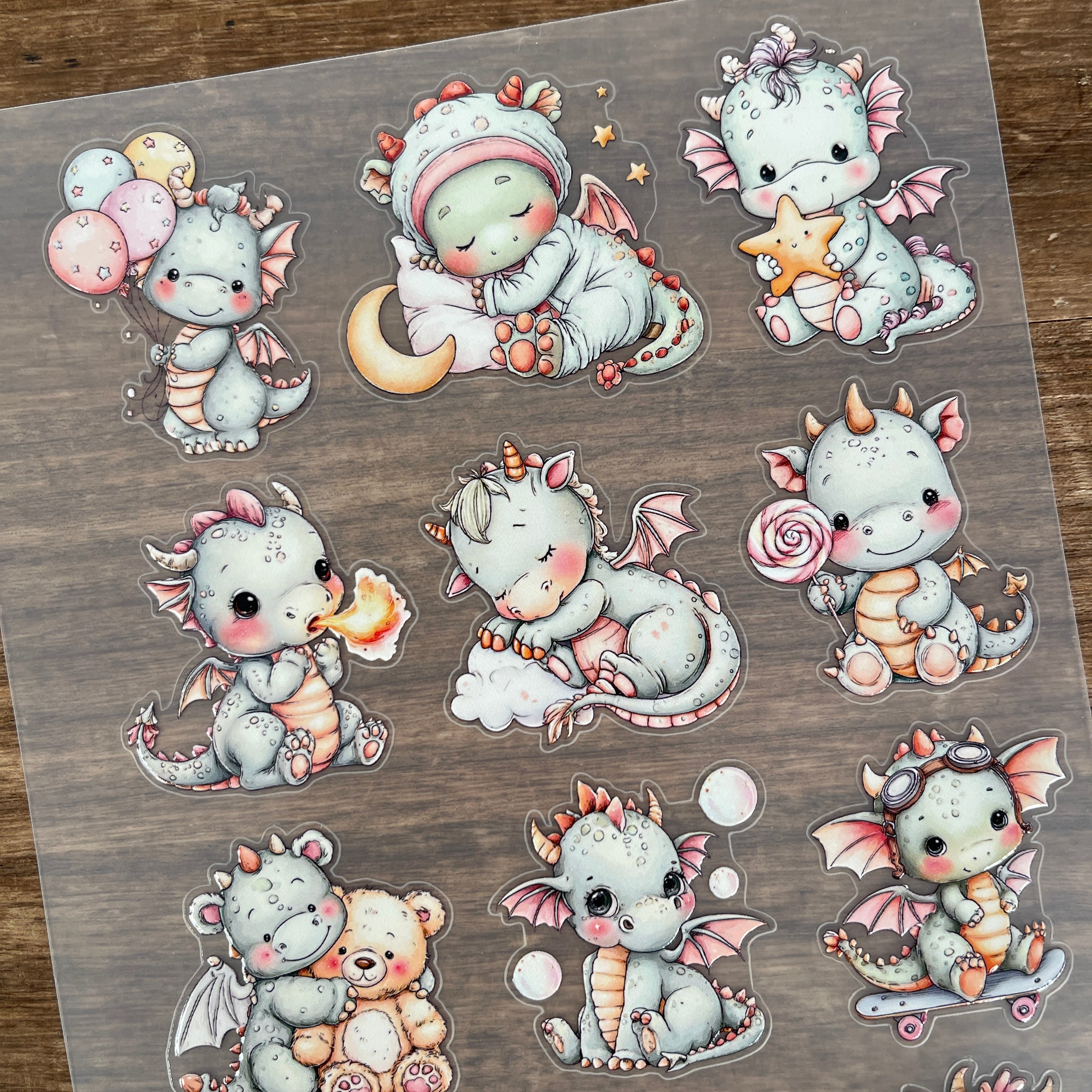 3D Cute baby dragon PET Sticker 1 Pcs
