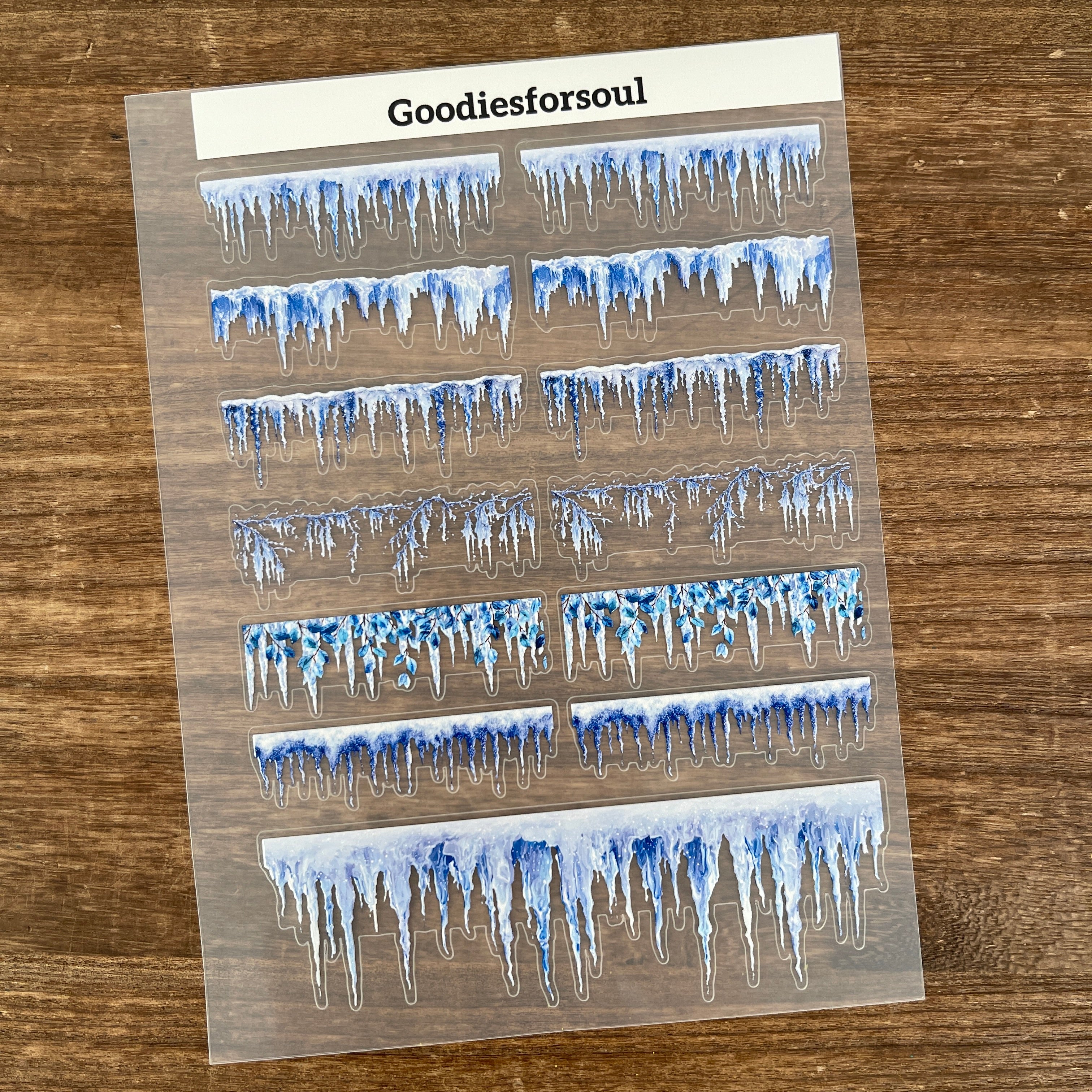 3D Ice borders PET Sticker 1 Pcs