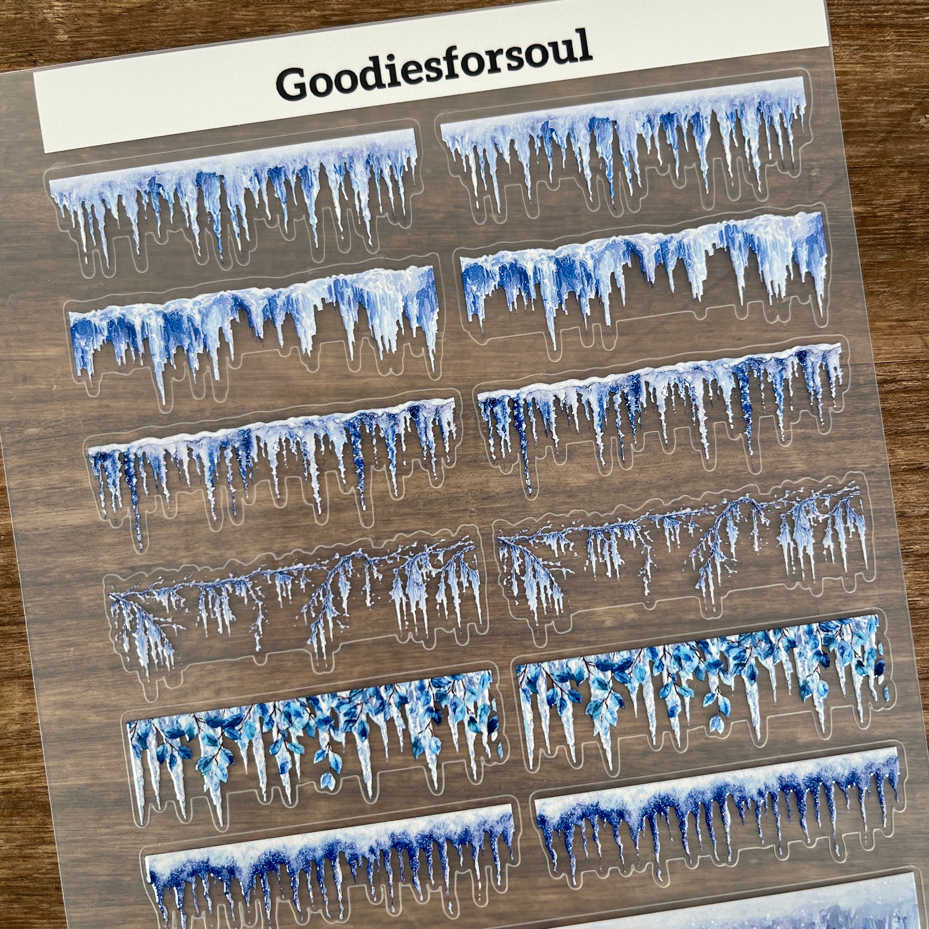 3D Ice borders PET Sticker 1 Pcs