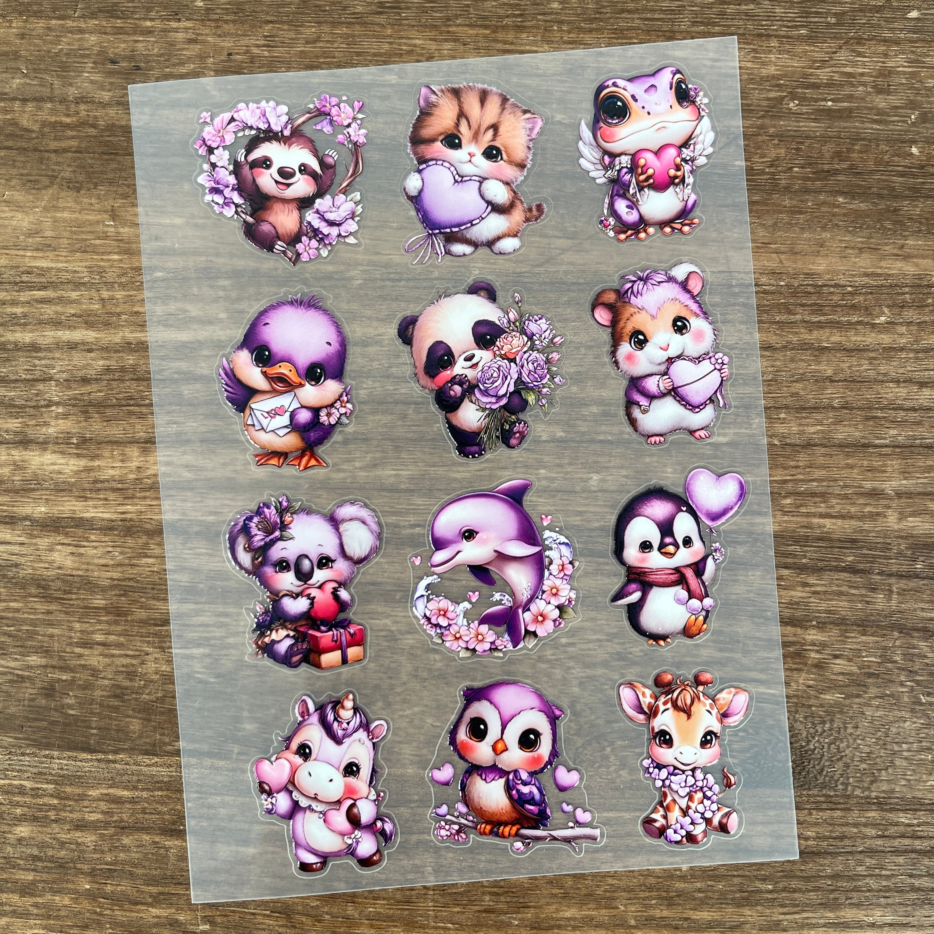 3D Purple animal PET Sticker 1 Pcs