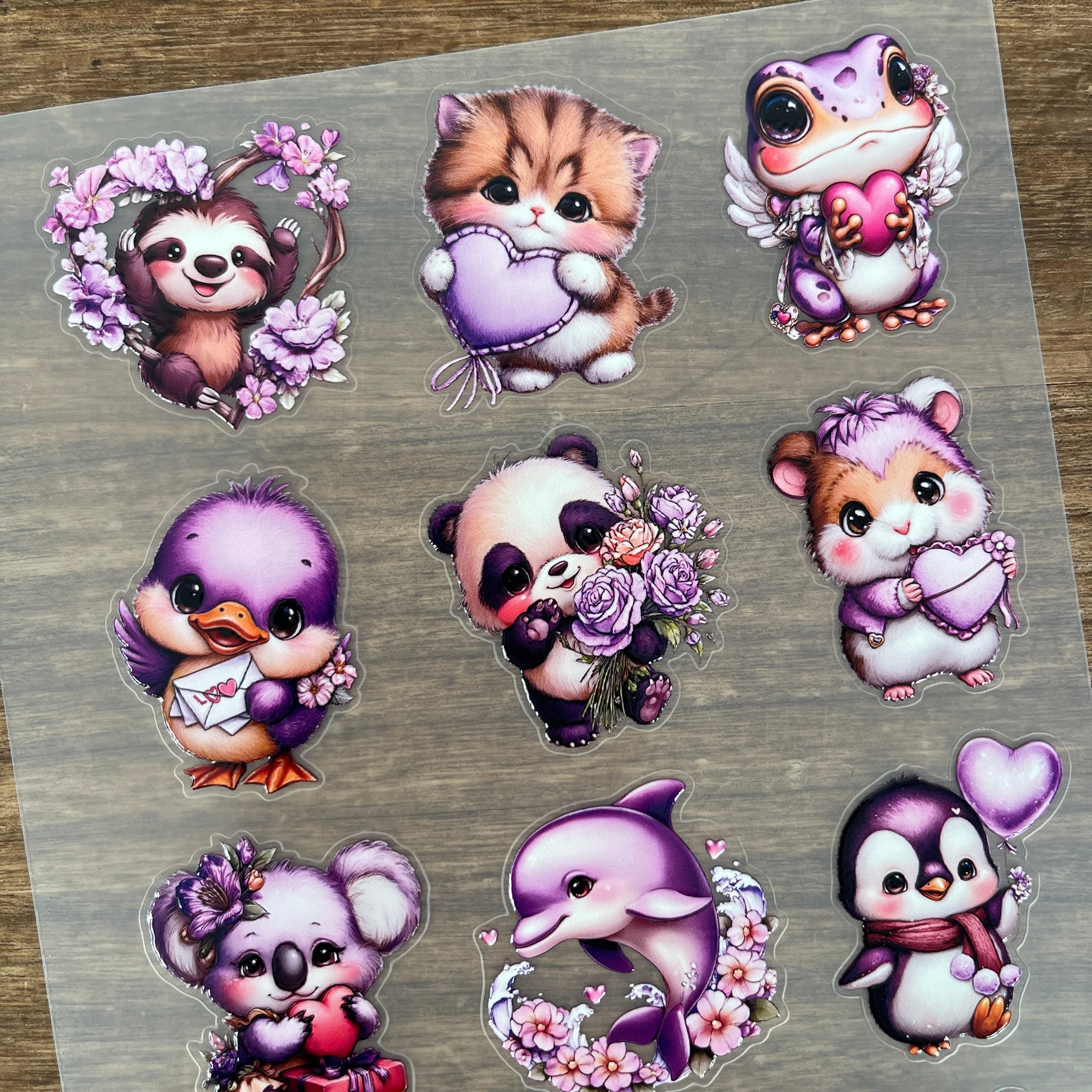 3D Purple animal PET Sticker 1 Pcs