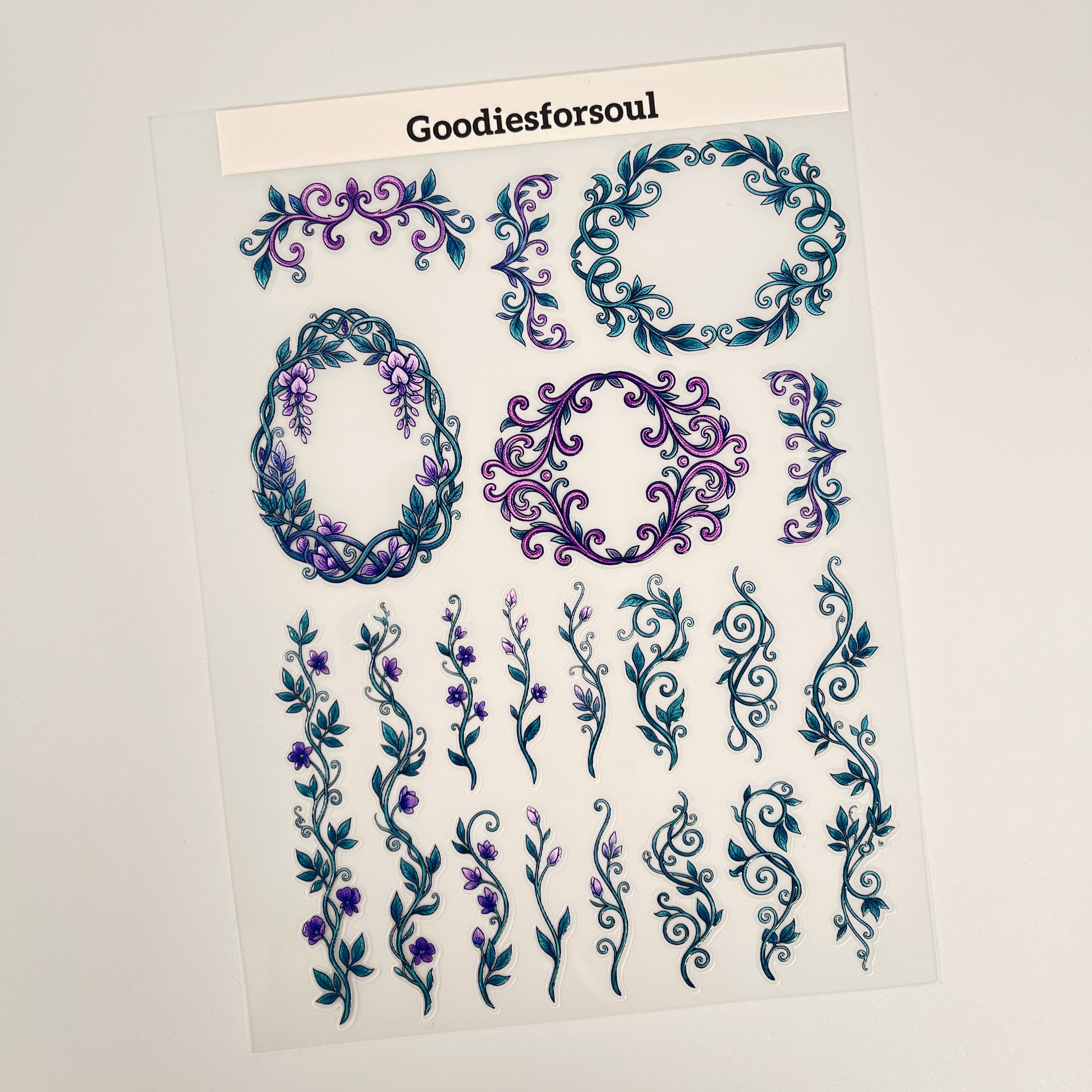 3D Vines and floral PET Sticker 1 Pcs