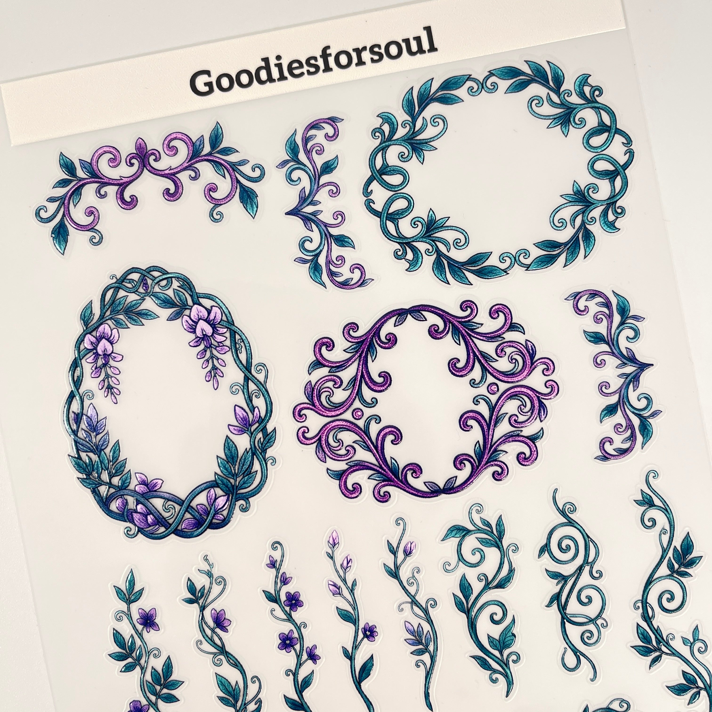 3D Vines and floral PET Sticker 1 Pcs