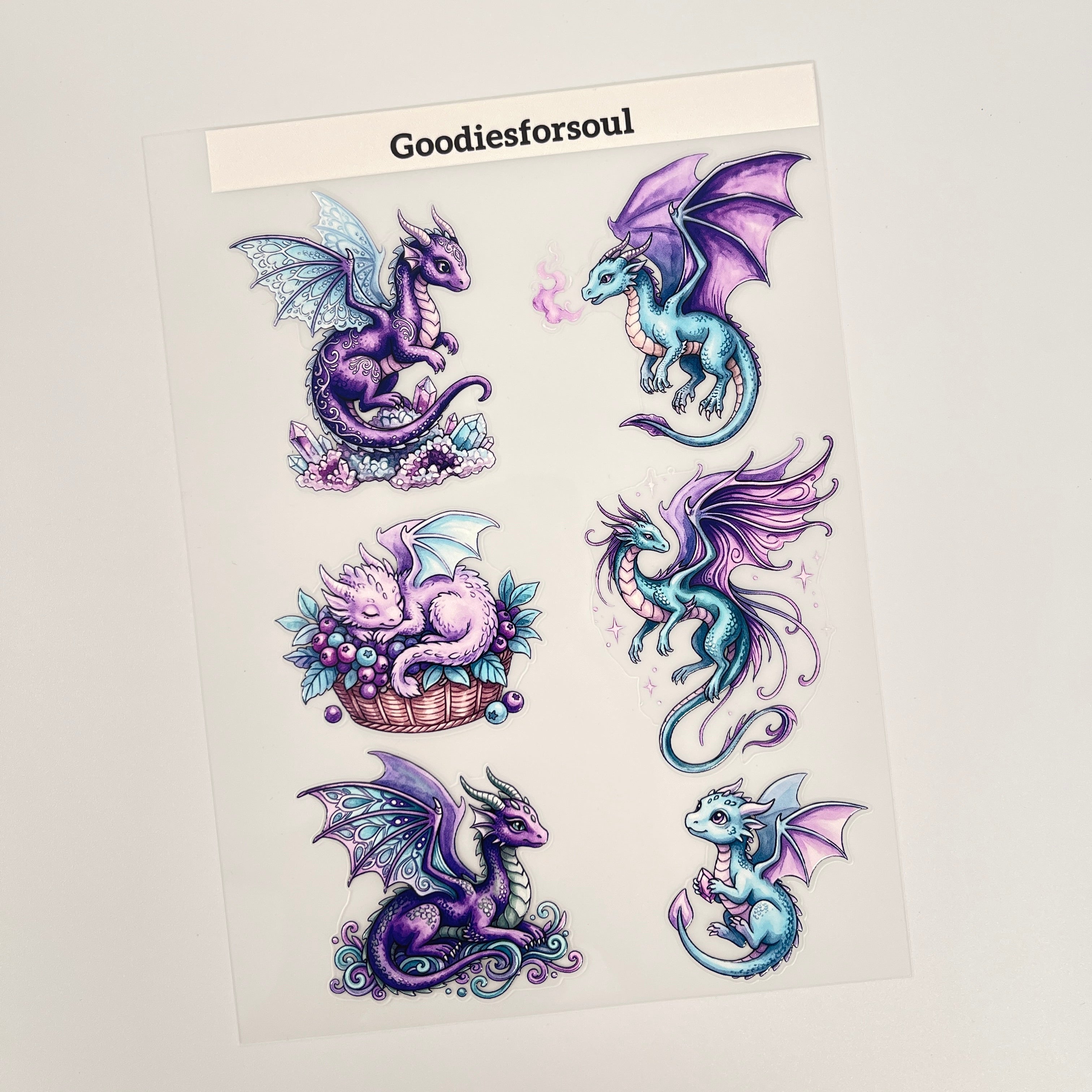3D Fantasy baby dragon PET Sticker 1 Pcs