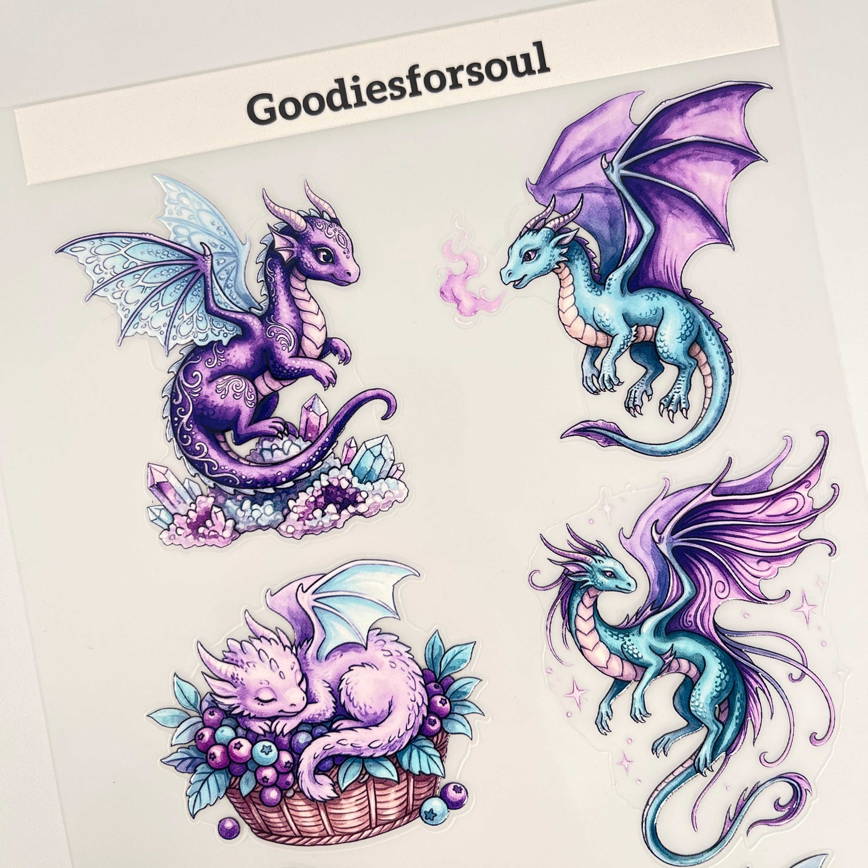 3D Fantasy baby dragon PET Sticker 1 Pcs