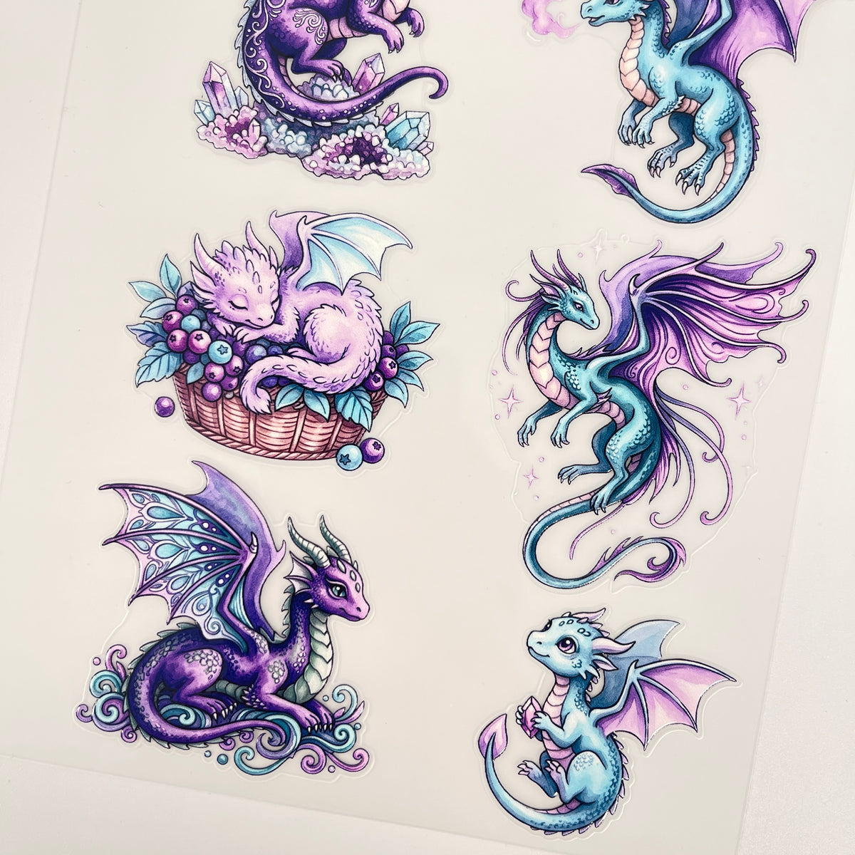 Full fantasy baby dragon PET sticker sheet