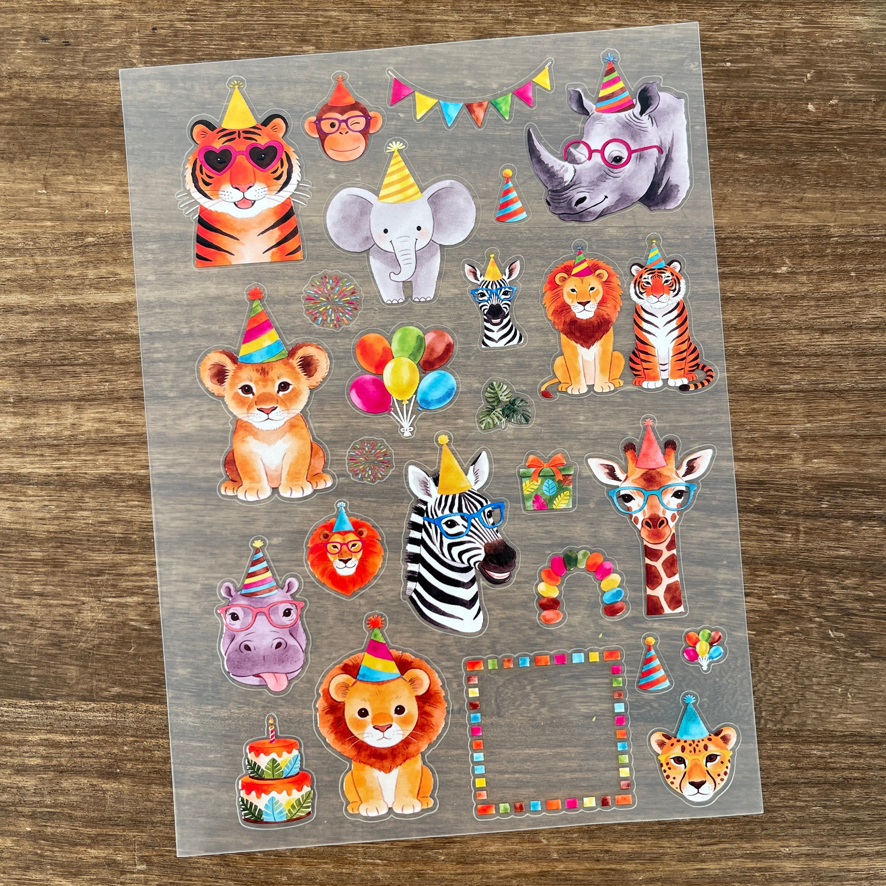 3D Birthday Animals PET Sticker (A) 1 Pcs