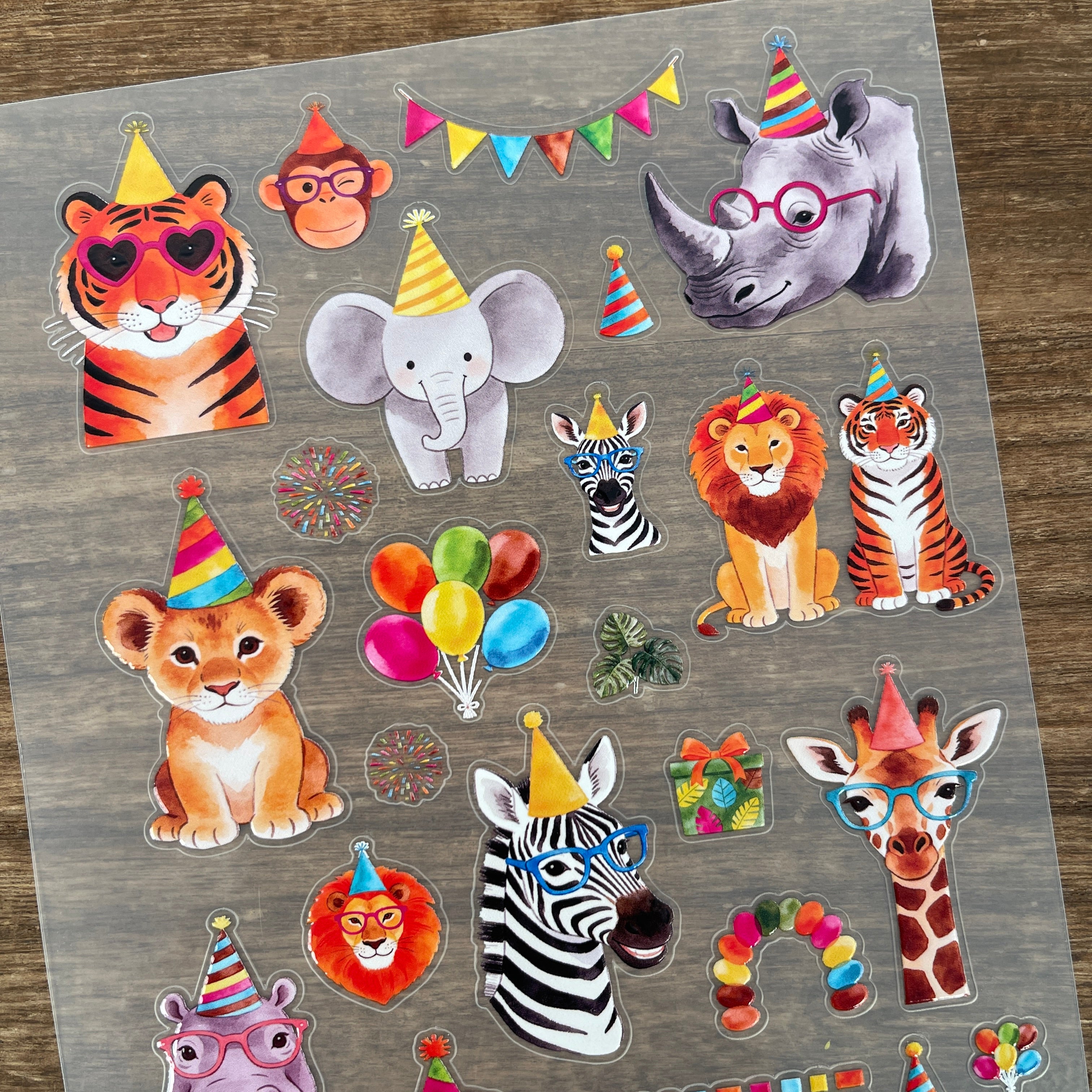 3D Birthday Animals PET Sticker (A) 1 Pcs