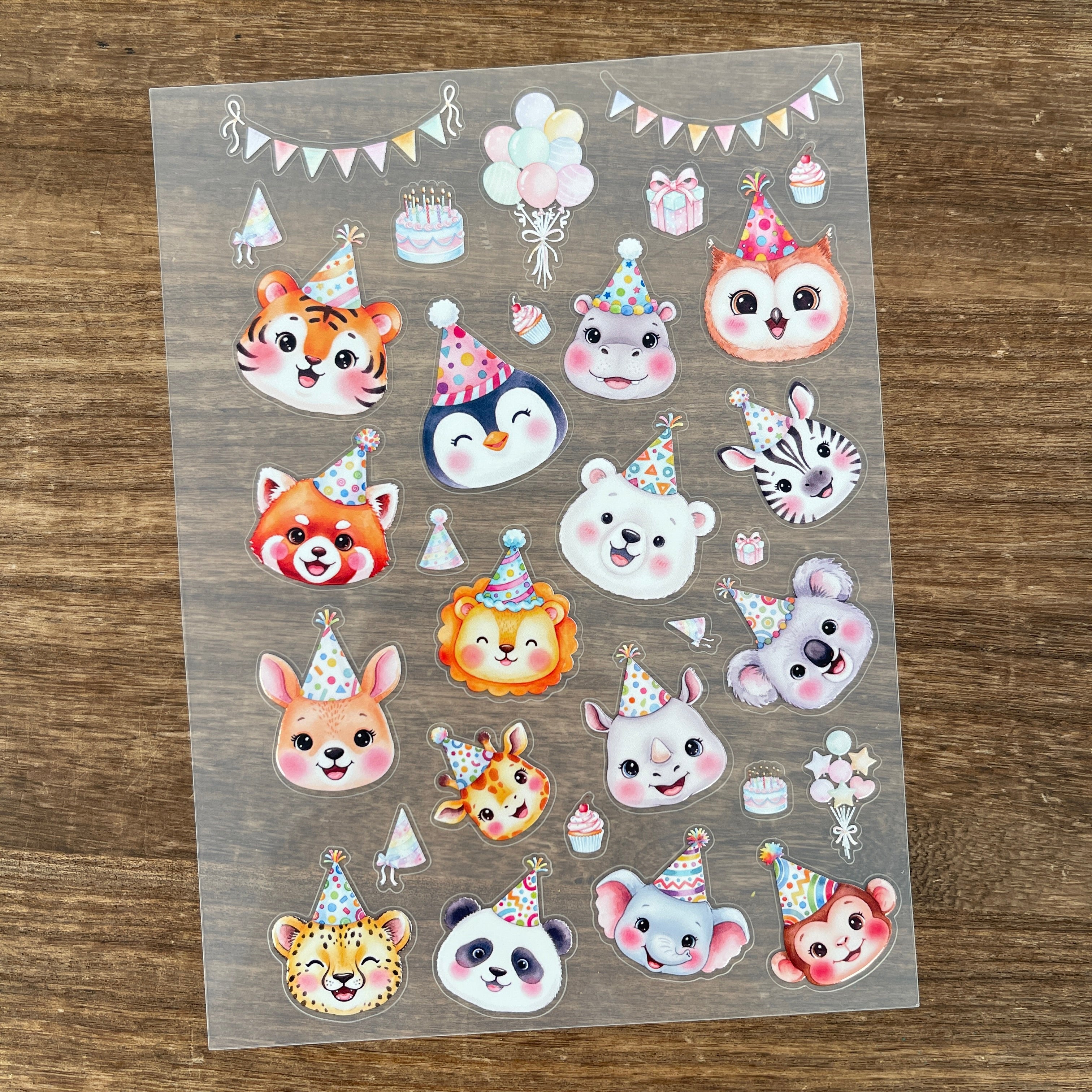 3D Birthday Animals PET Sticker (B) 1 Pcs