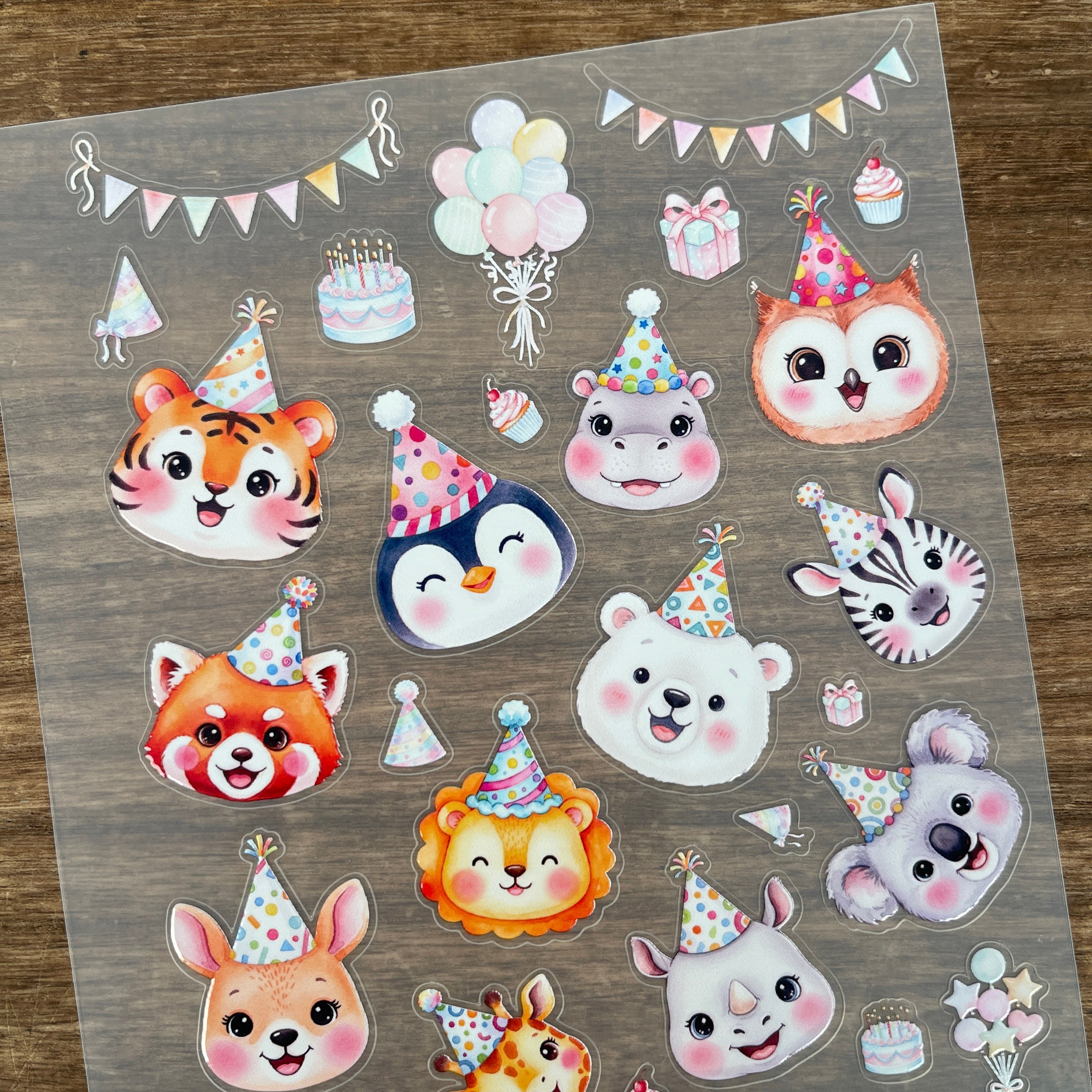 3D Birthday Animals PET Sticker (B) 1 Pcs