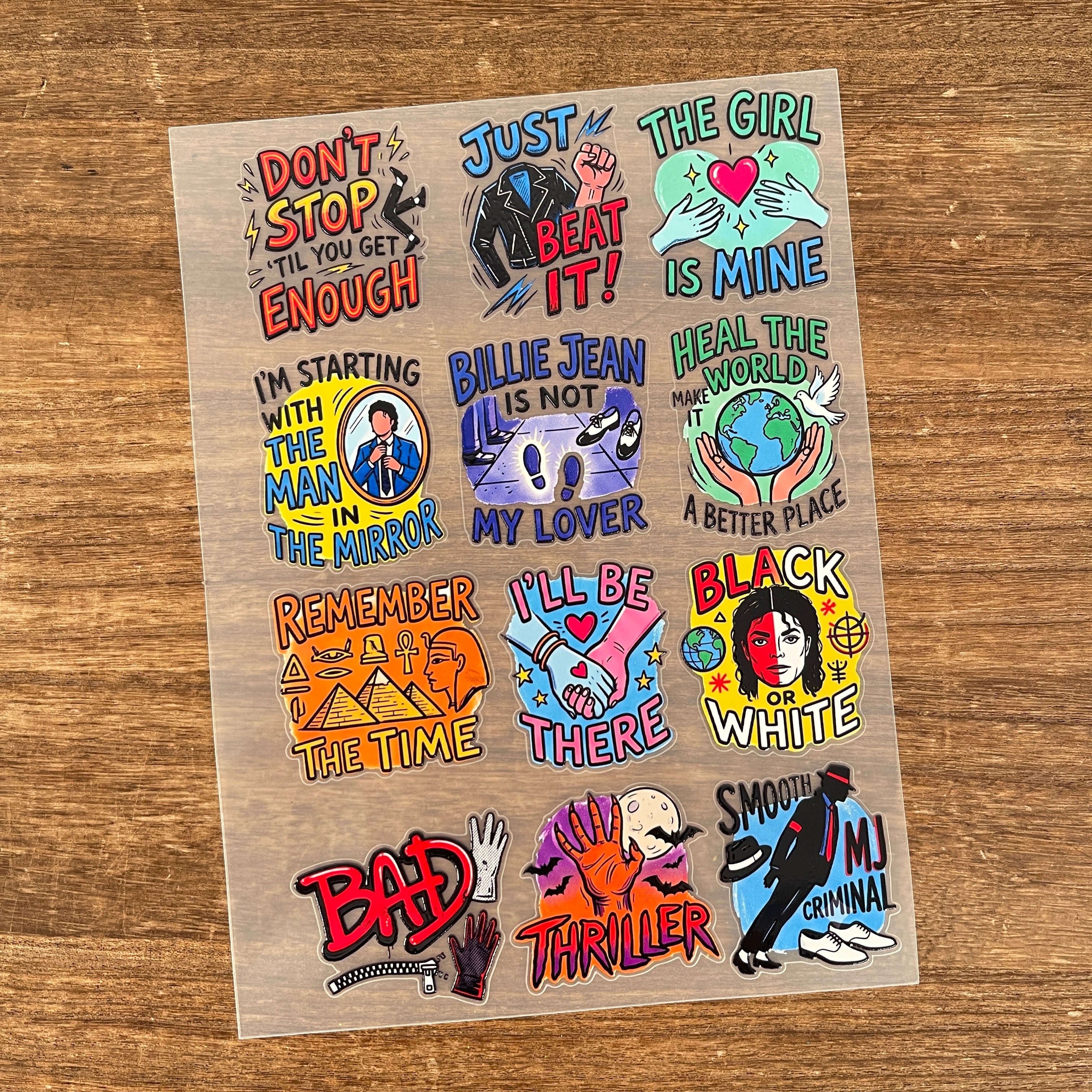 3D MJ Classic Song Lyric PET Sticker 1 Pcs